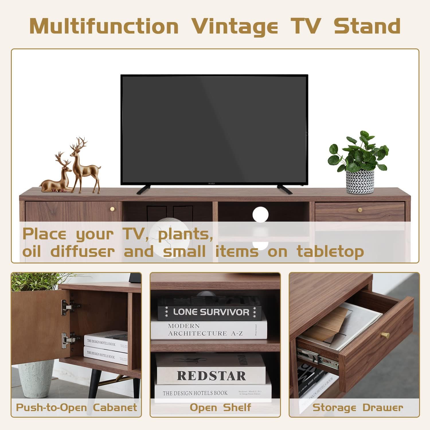 Mid-Century Modern Low Profile Media Console TV Stand