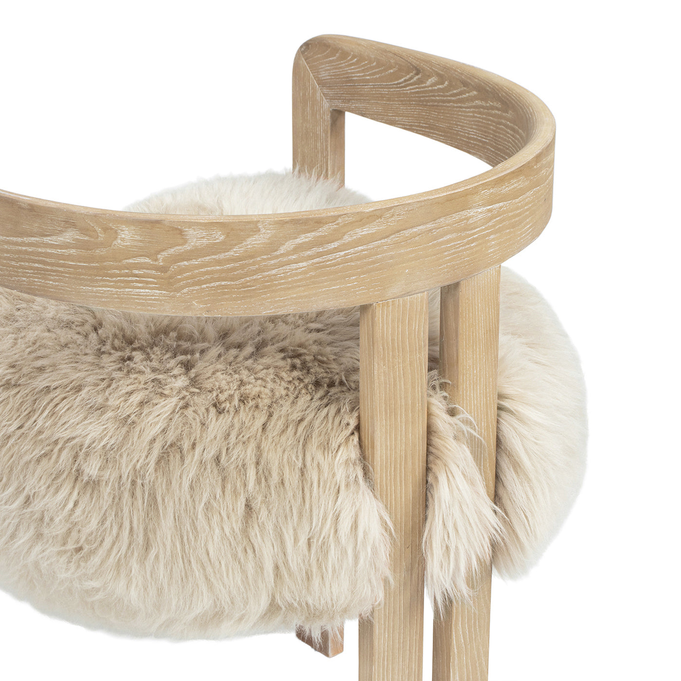 Low Back Genuine Fur Dining Chair | Solid Ash Wood Frame, New Zealand Sheepskin – Natural Blonde Finish, Versatile Accent Chair