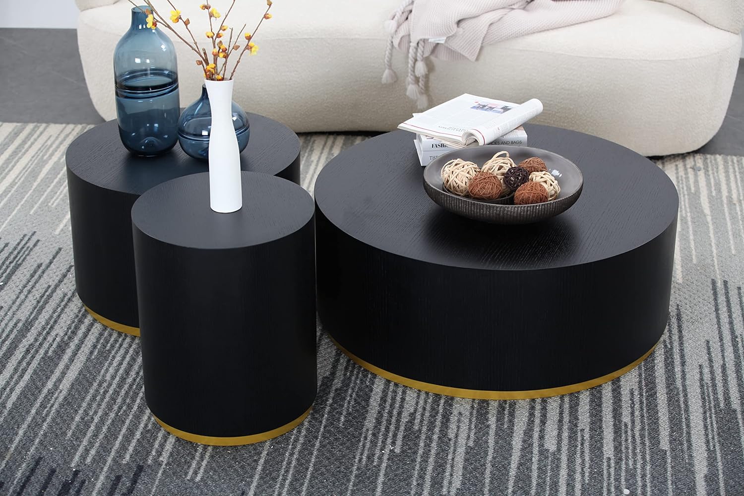 Black Round Coffee Table Set of 3