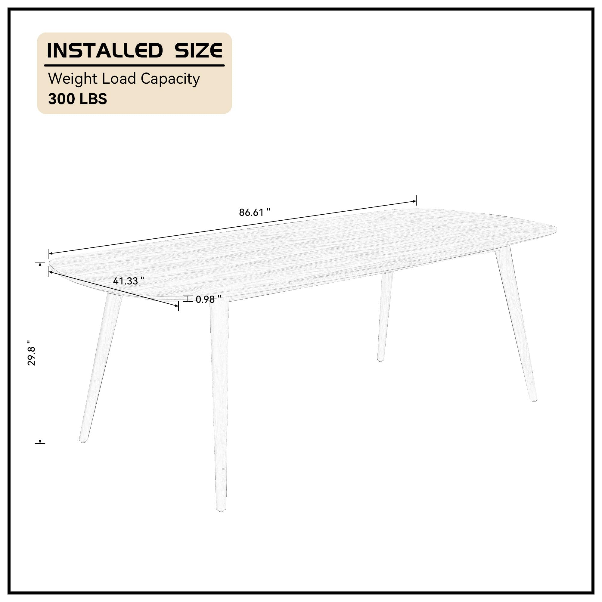 86.61" Wood Dining Table