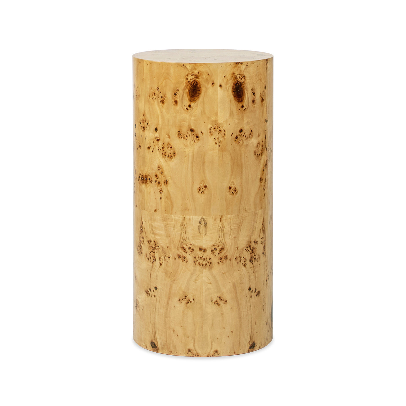 Burl Accent Pillar Side Table | 29.5" Column / Plinth – Unique Burl Wood Veneer, Natural Grain Variations