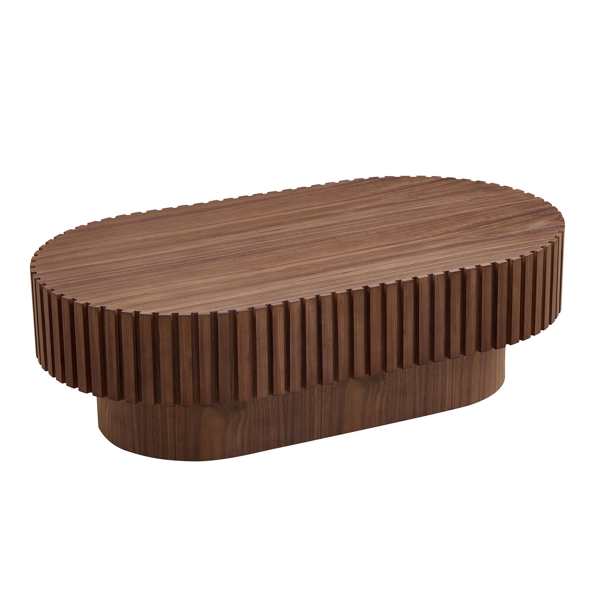 Small Wooden Oval Coffee Table: 43.70 Inches, Hand - crafted, Sturdy Pedestal 3 Color