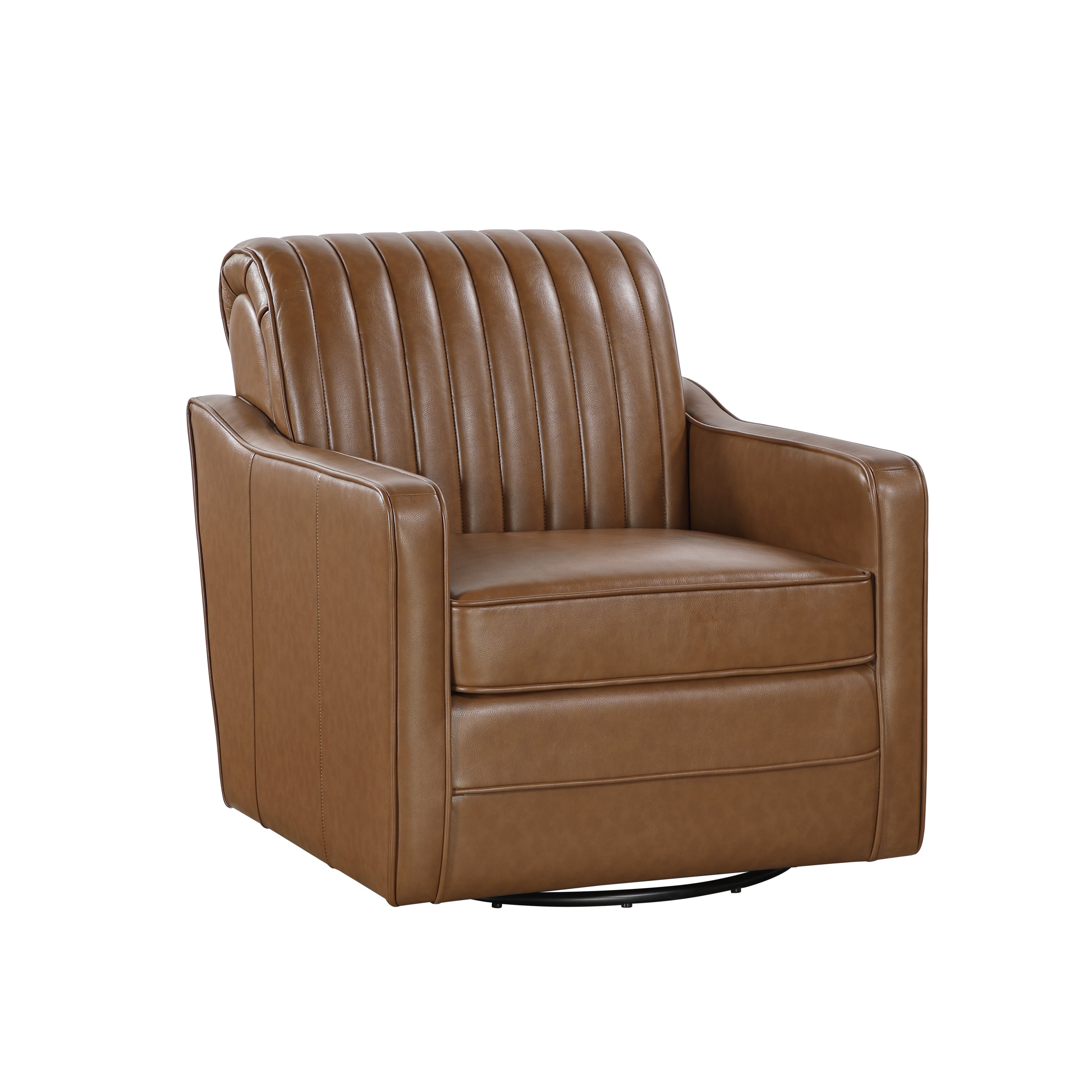 Cushion Seat Fully Upholstered Solid Wood Frame Metal Base Swivel Chair