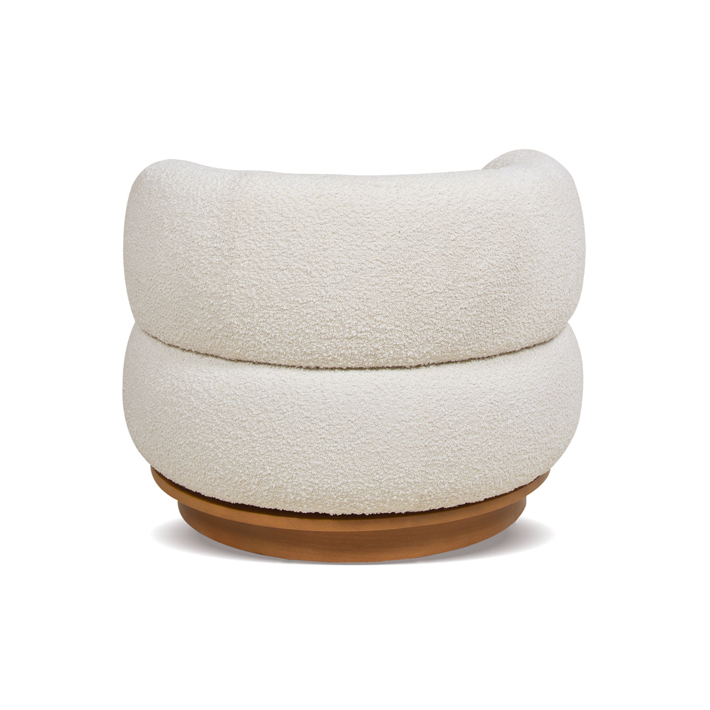 360 Swivel Low Barrel Back Accent Chair, Ivory White Boucle
