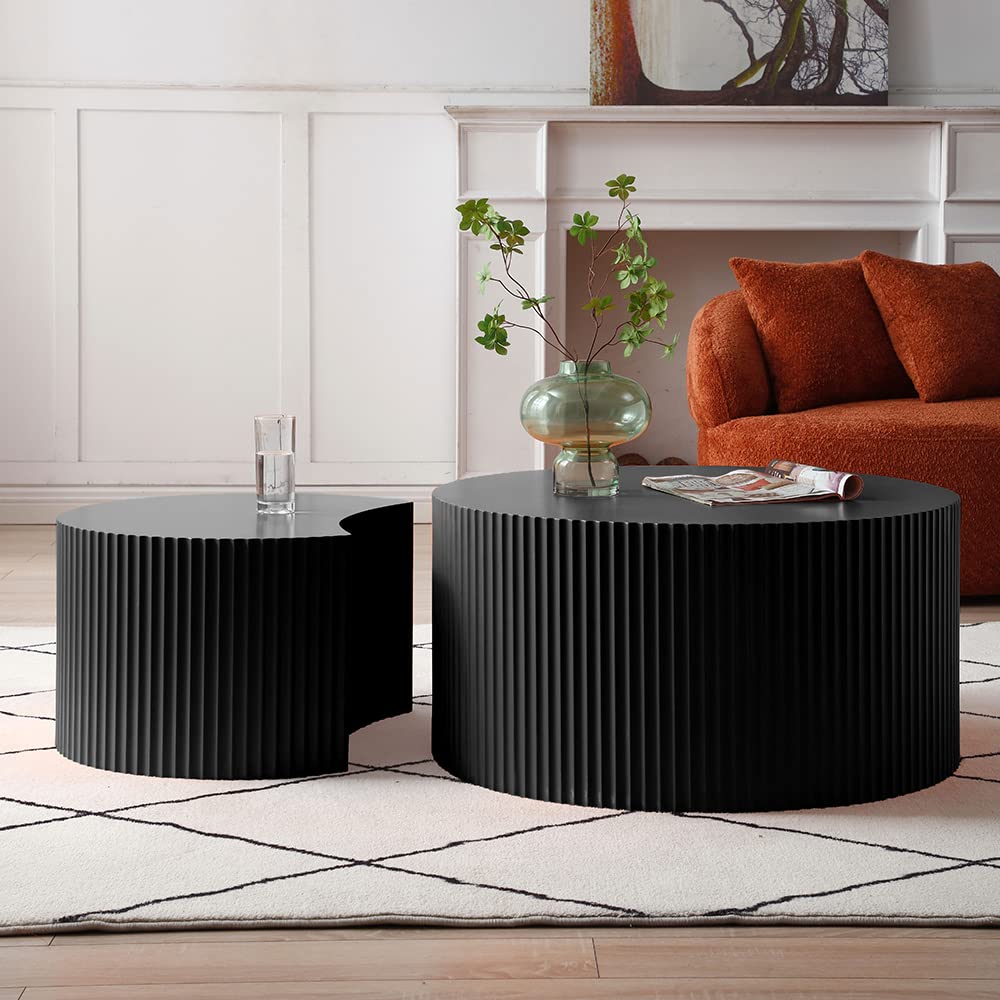 Nesting Coffee Table Set of 2(Crescent Neating-black)