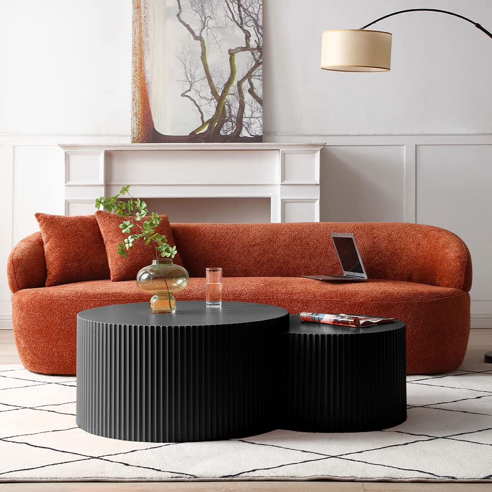 Nesting Coffee Table Set of 2(Crescent Neating-black)