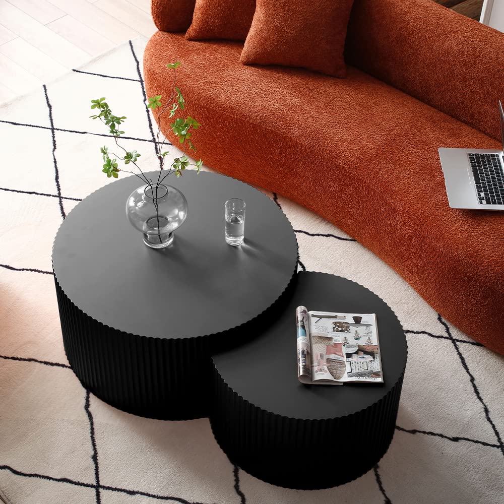 Nesting Coffee Table Set of 2(Crescent Neating-black)