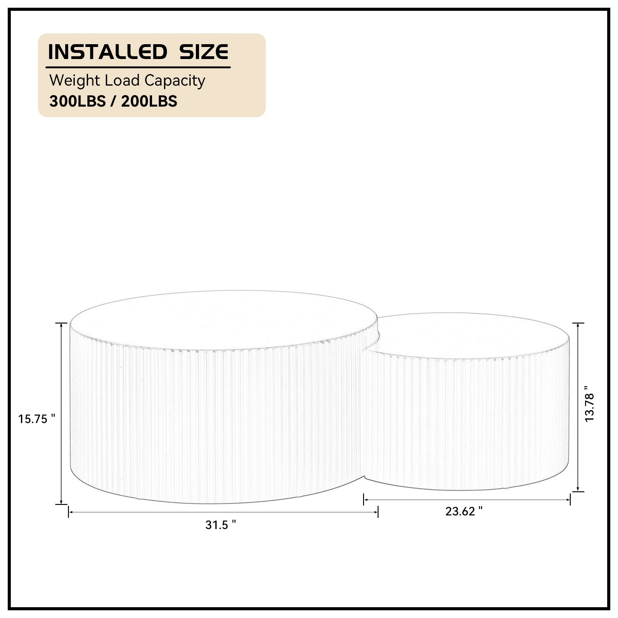 Nesting Coffee Table Set of 2(Crescent Neating-white)