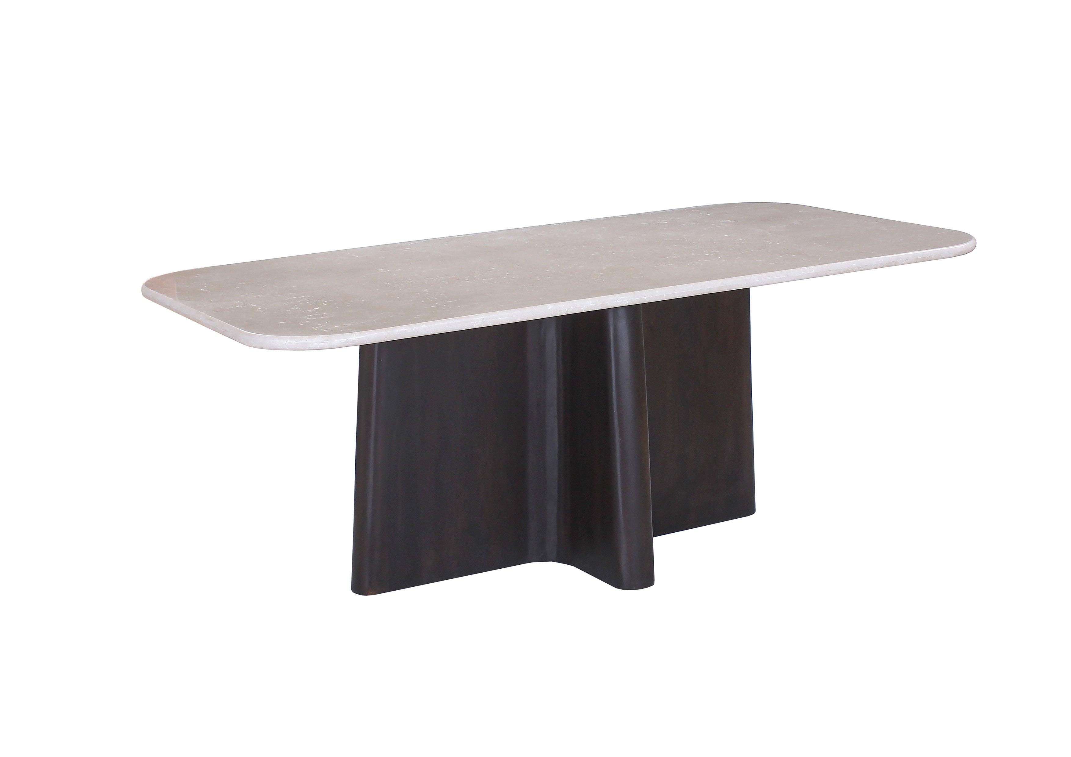 Marble Top & Espresso Dining Table – 79" Solid Mango Wood Base