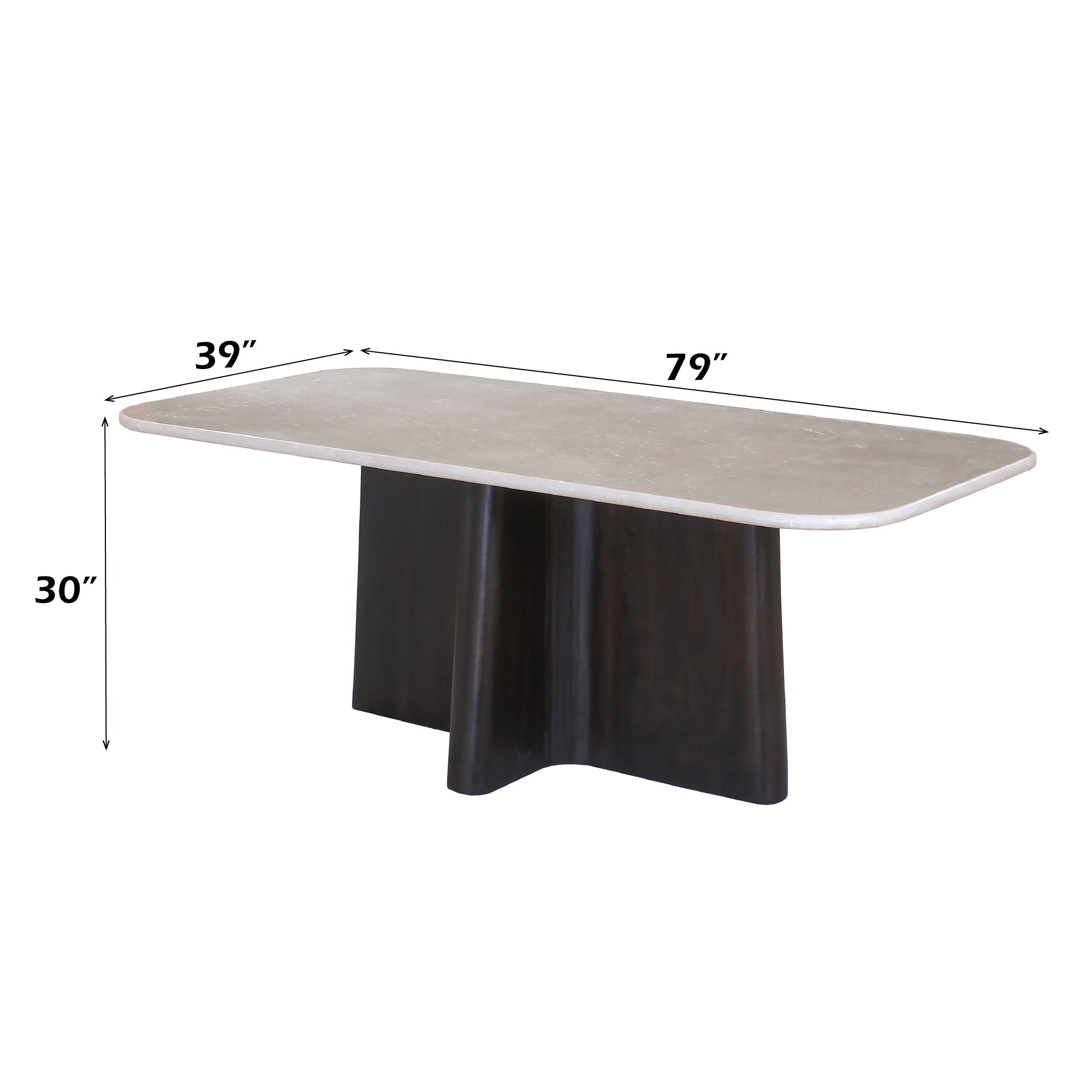 Marble Top & Espresso Dining Table – 79" Solid Mango Wood Base