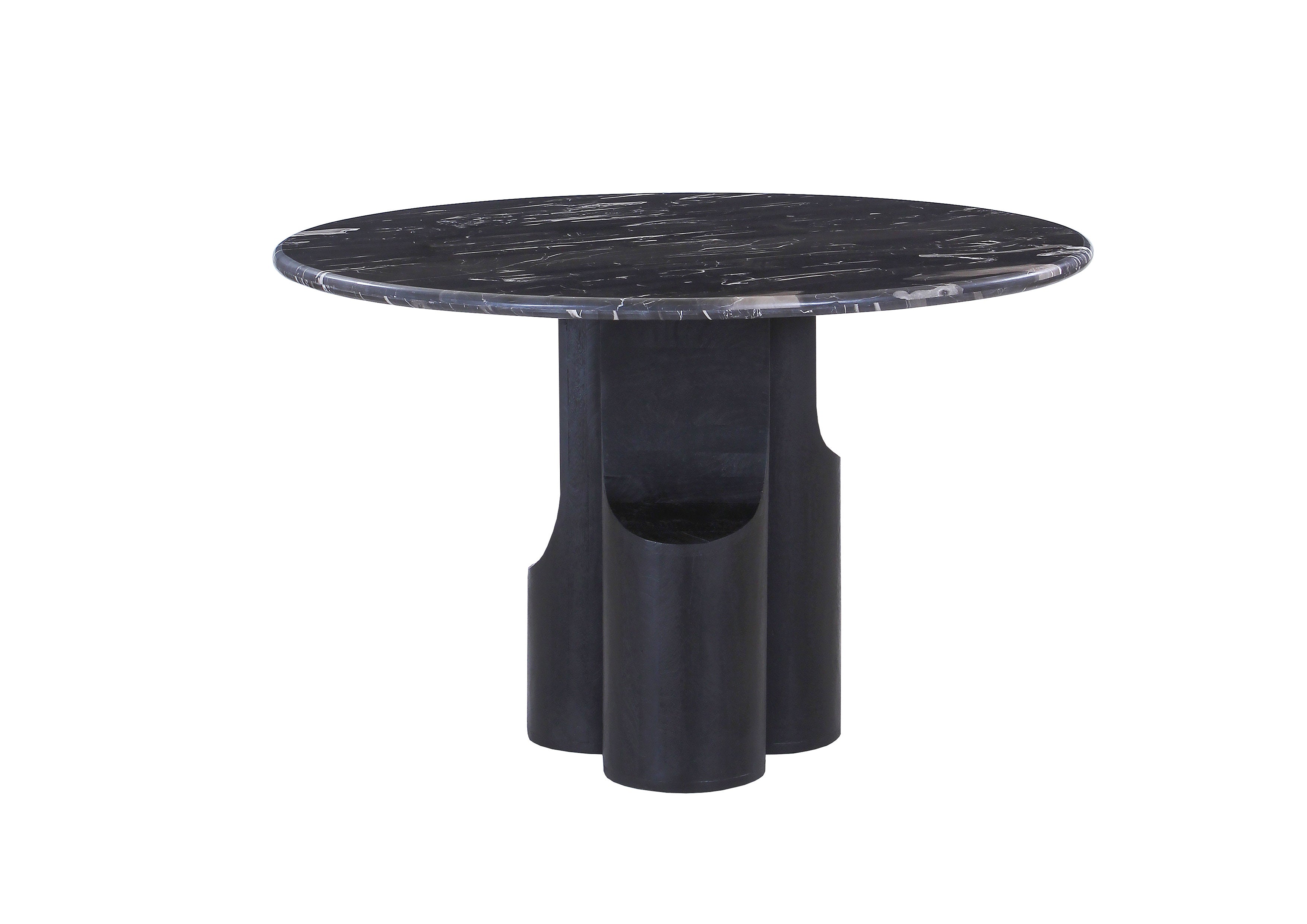 Natural Marble Top & Black Mercana Round Dining Table