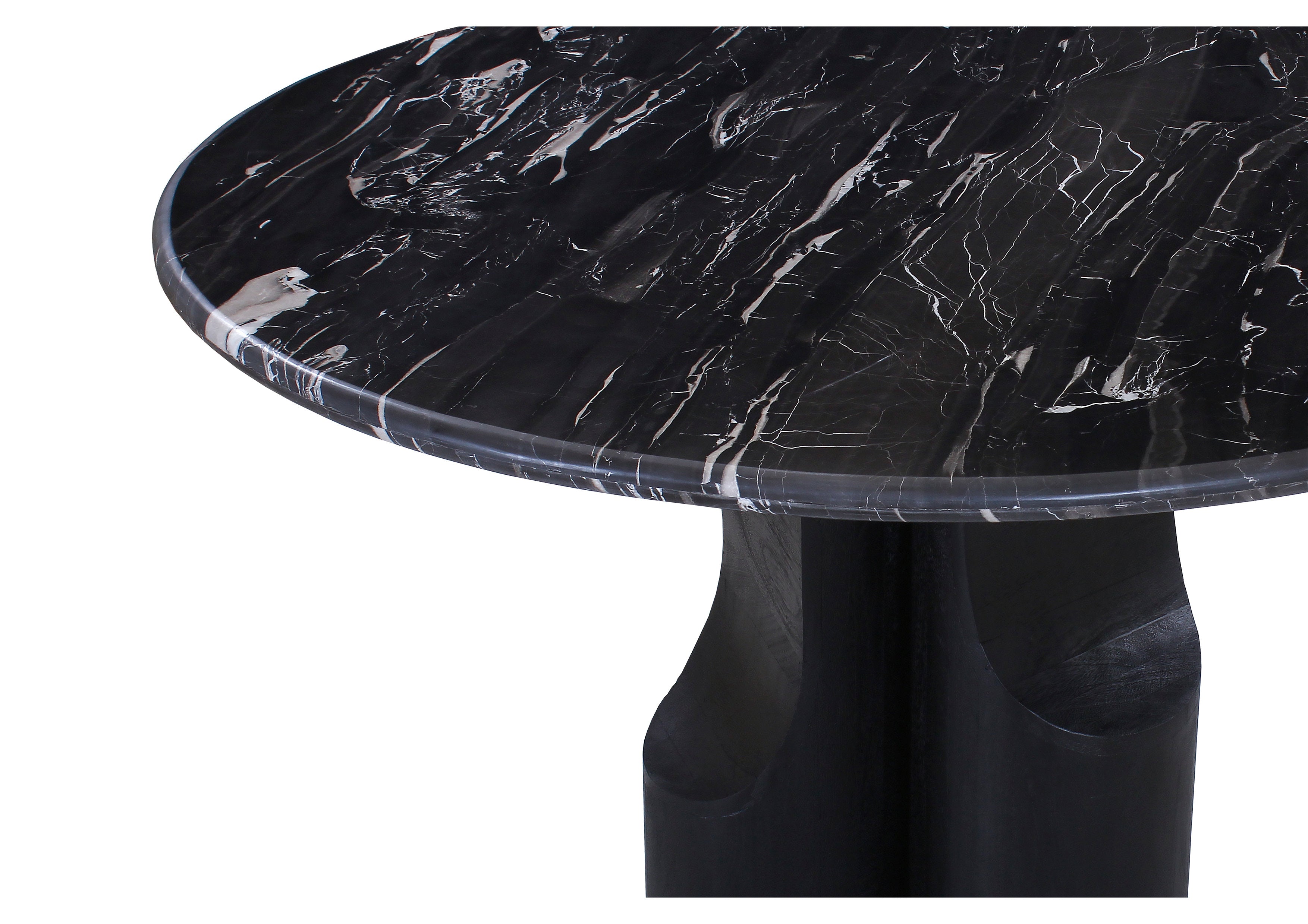 Natural Marble Top & Black Mercana Round Dining Table