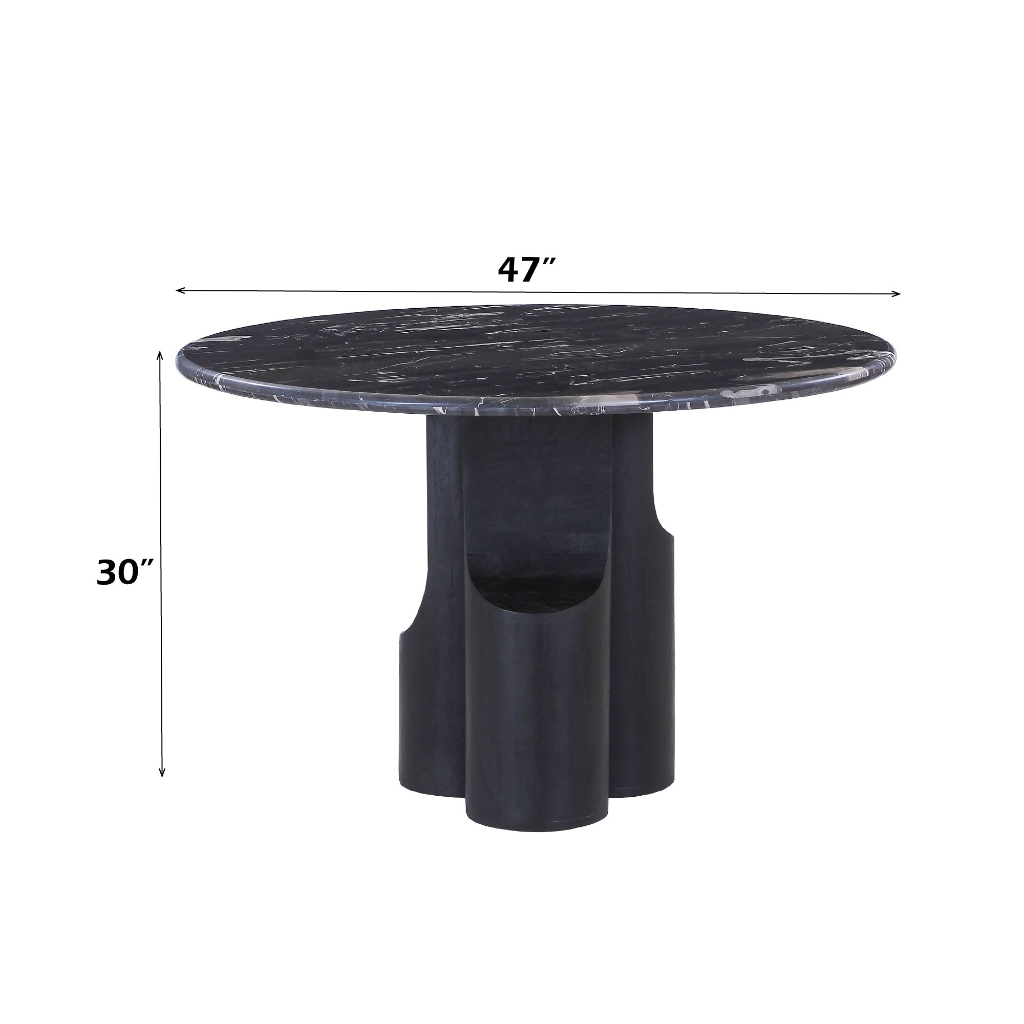 Natural Marble Top & Black Mercana Round Dining Table