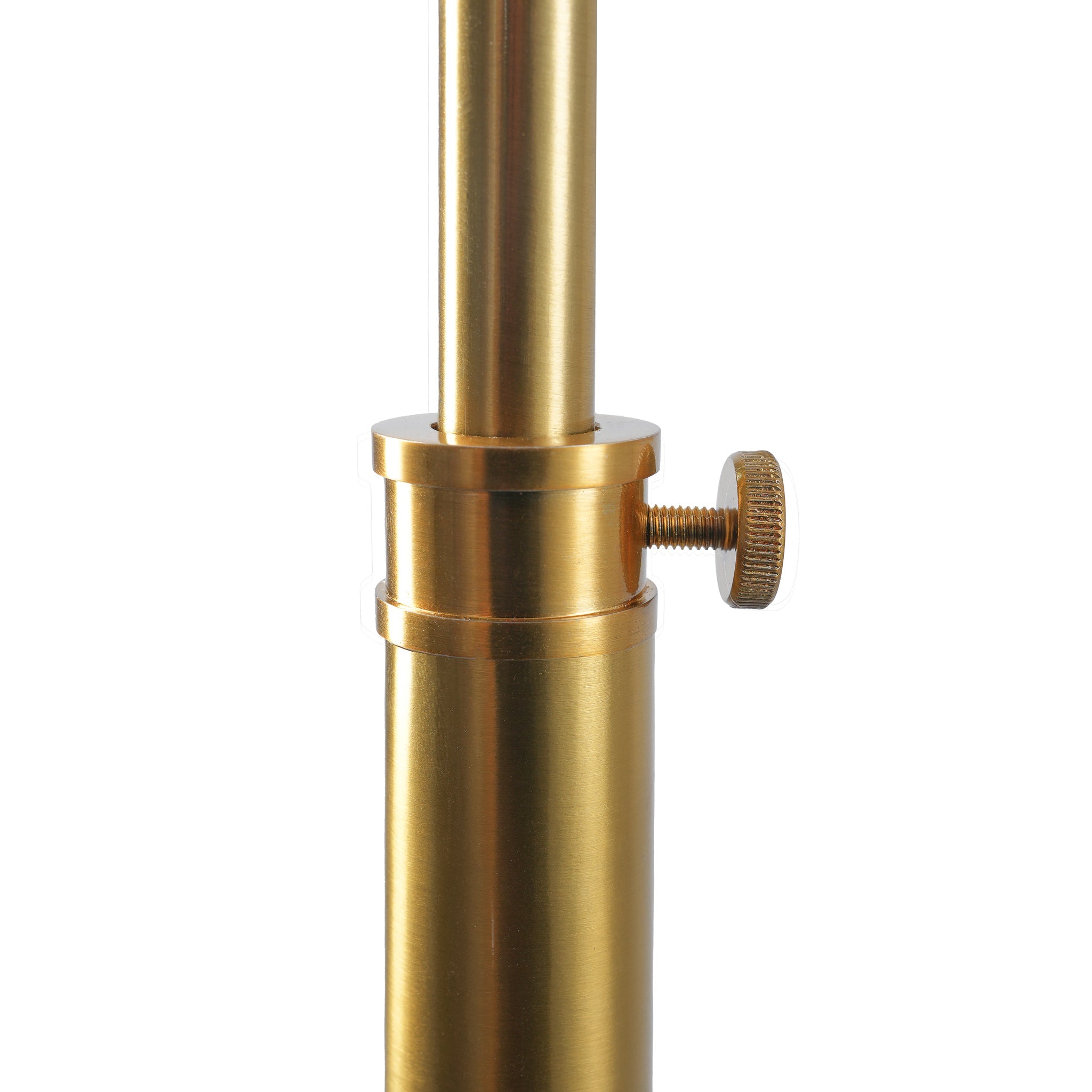 Slim Standing Light with Neutral Shade | 65" Tall Floor Lamp – Gold Outer / White Inner Shade, Foot Switch, Modern/Industrial