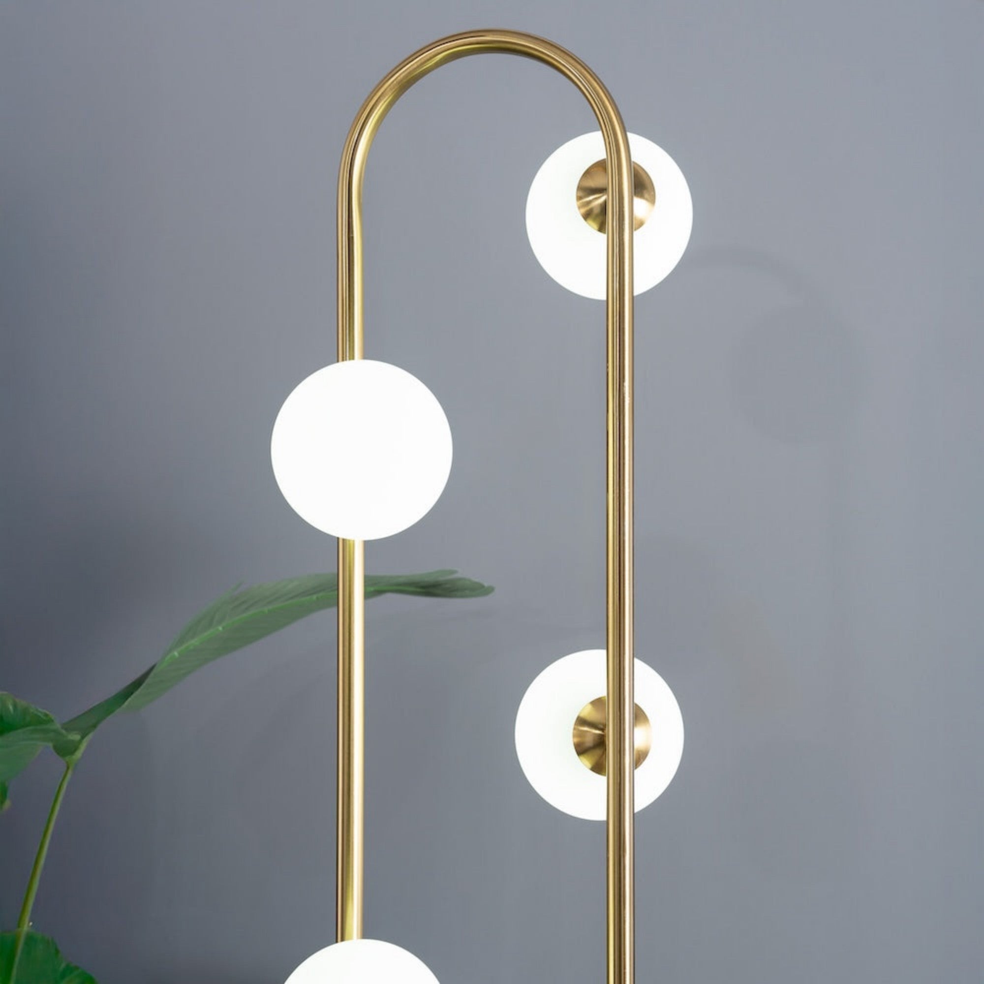 Modern Floor Lamp for Living Room | 66" Tall LED Lamp – Gold Metal, 5-Light G9 Bulb, Foot Switch, Industrial/Corner Design