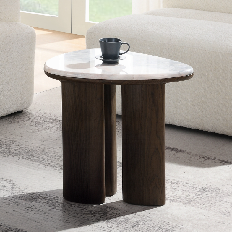 Hanale Natural Marble & Brown Coffee Table/End Table