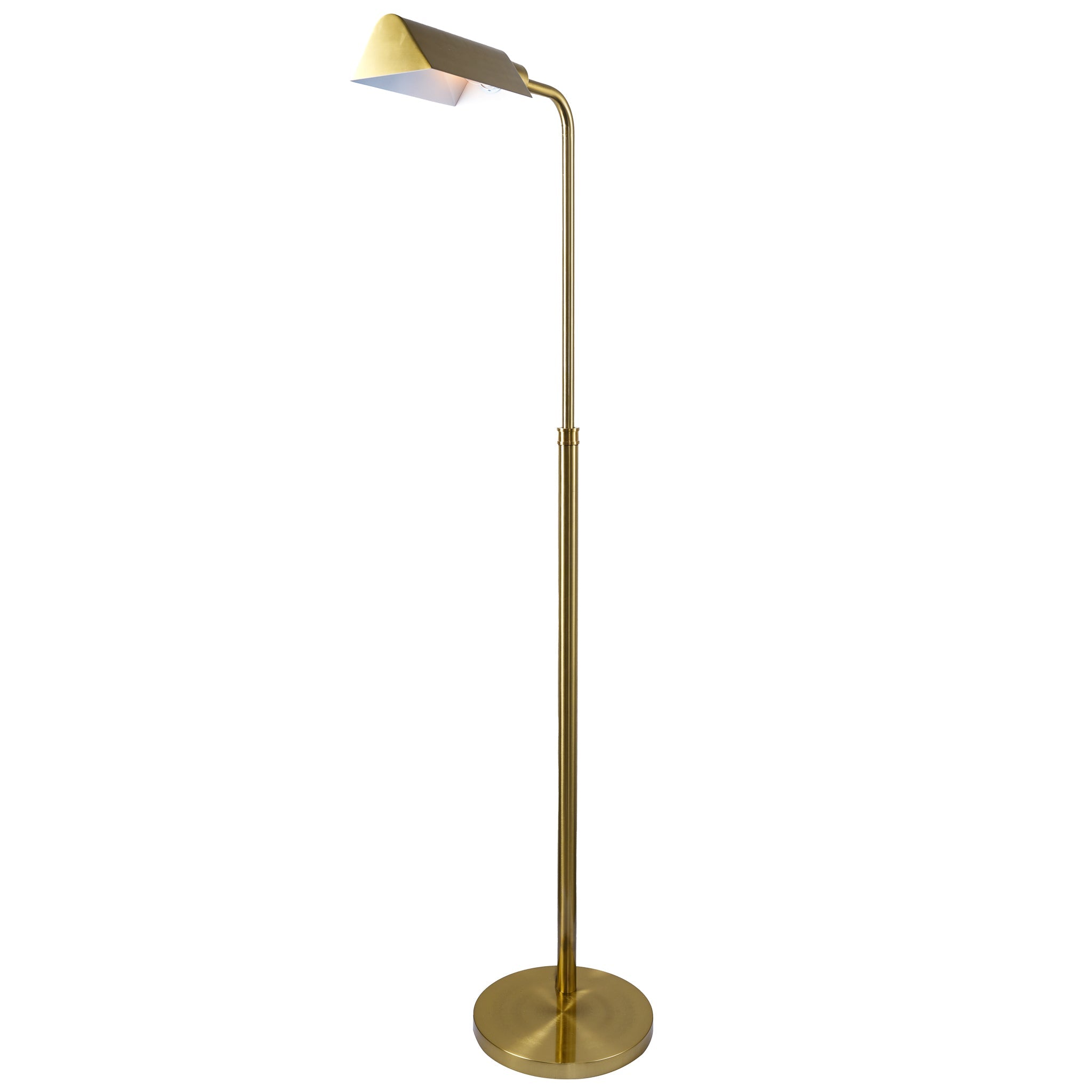 Slim Standing Light with Neutral Shade | 65" Tall Floor Lamp – Gold Outer / White Inner Shade, Foot Switch, Modern/Industrial