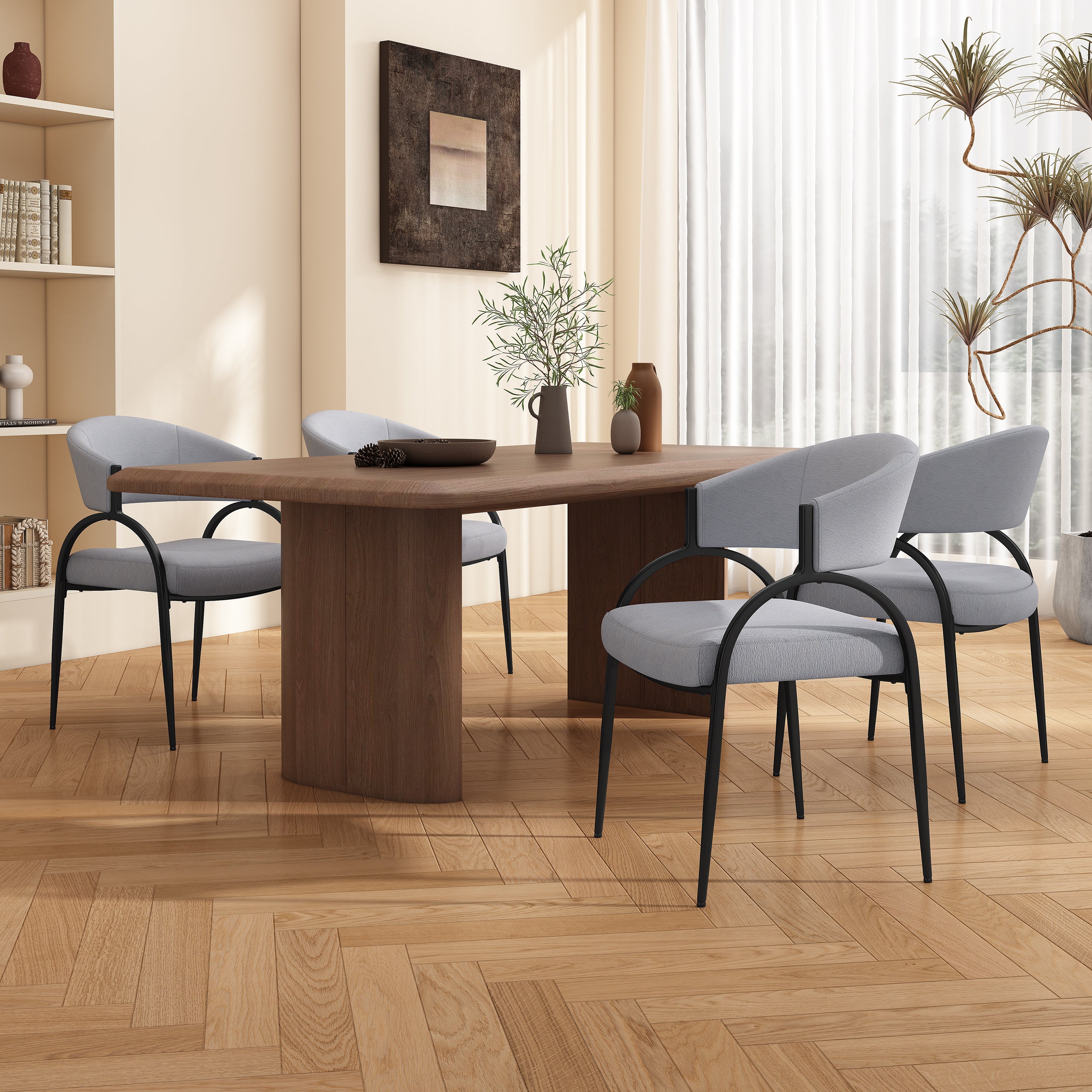 Upholstered Dining Chairs With Metal Legs (Set of 2)