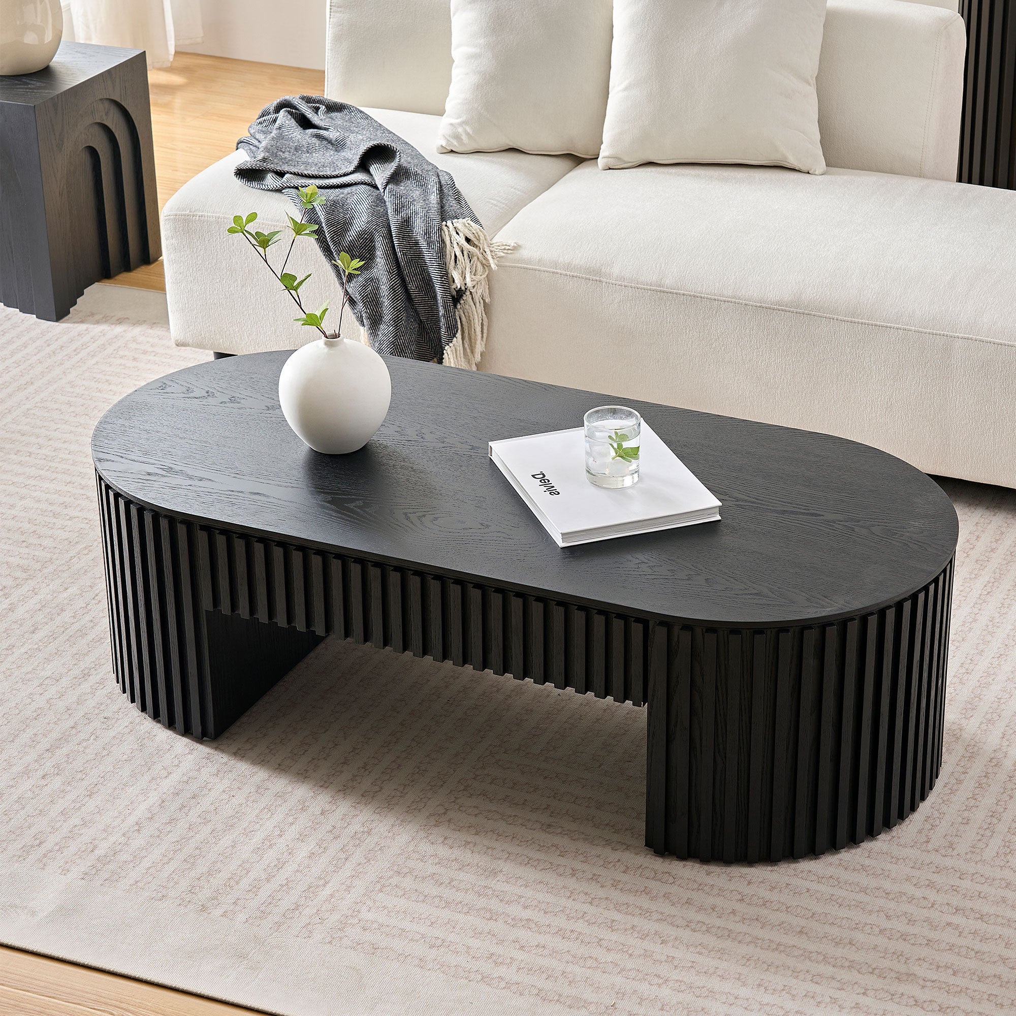 Oval Wood Coffee Table With Drawer Mid Century Modern Coffee Table Unique Coffee Table for Living Room Furniture, Tea Table