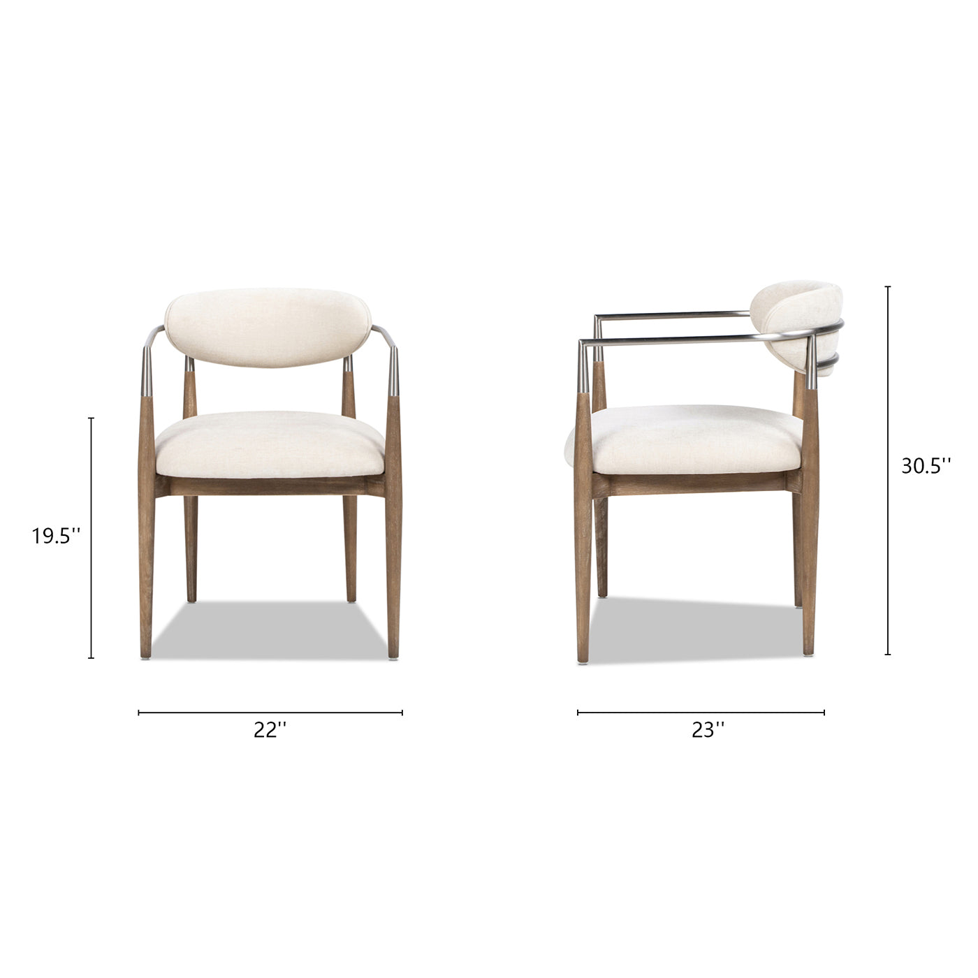 Upholstered Dining Arm Chair, Warm White Chenille/Counter Stool