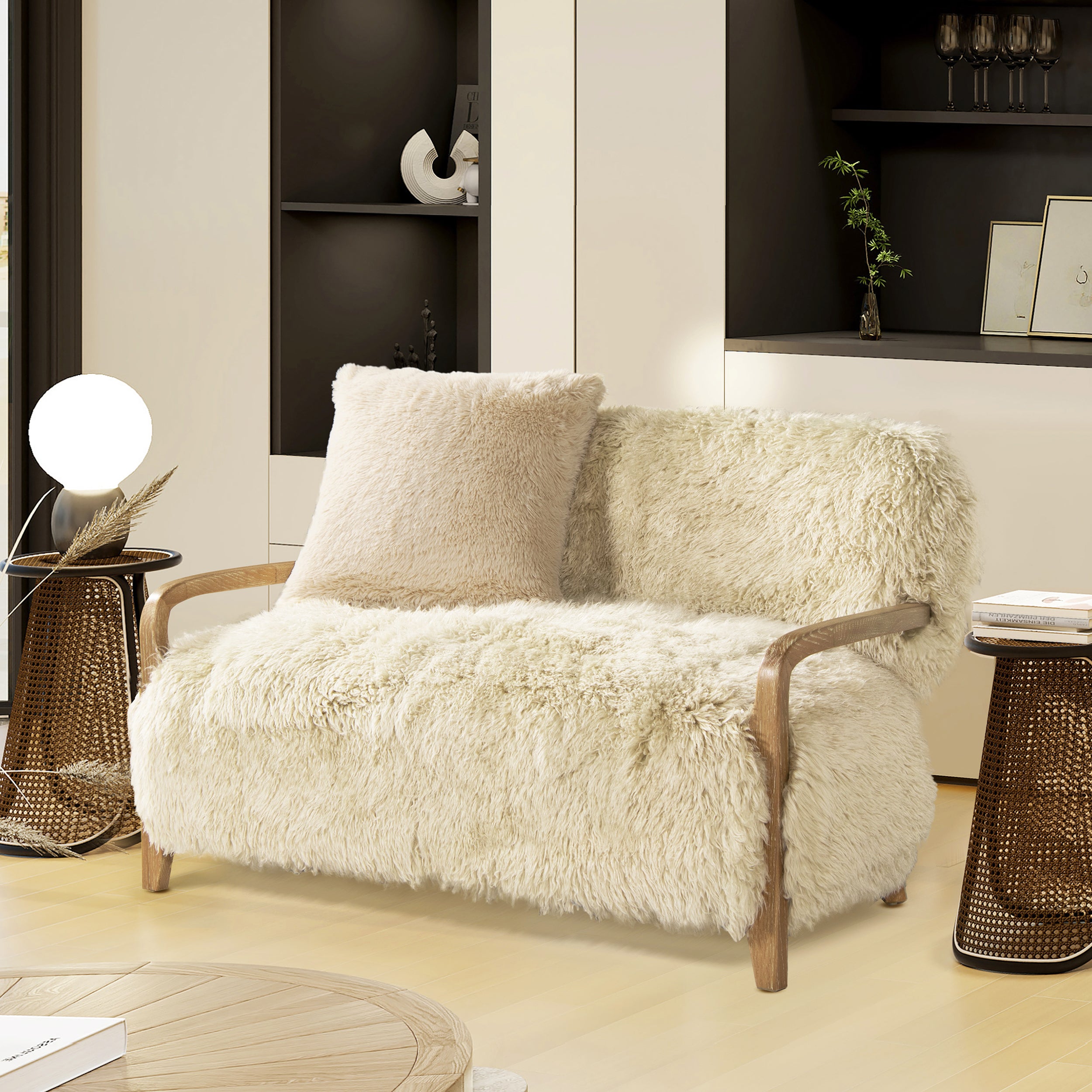 Genuine Sheepskin Fur Split Back Natural Blonde Collection – Dining Chair, Bar Stool, Accent Arm Chair, Loveseat & Ottoman