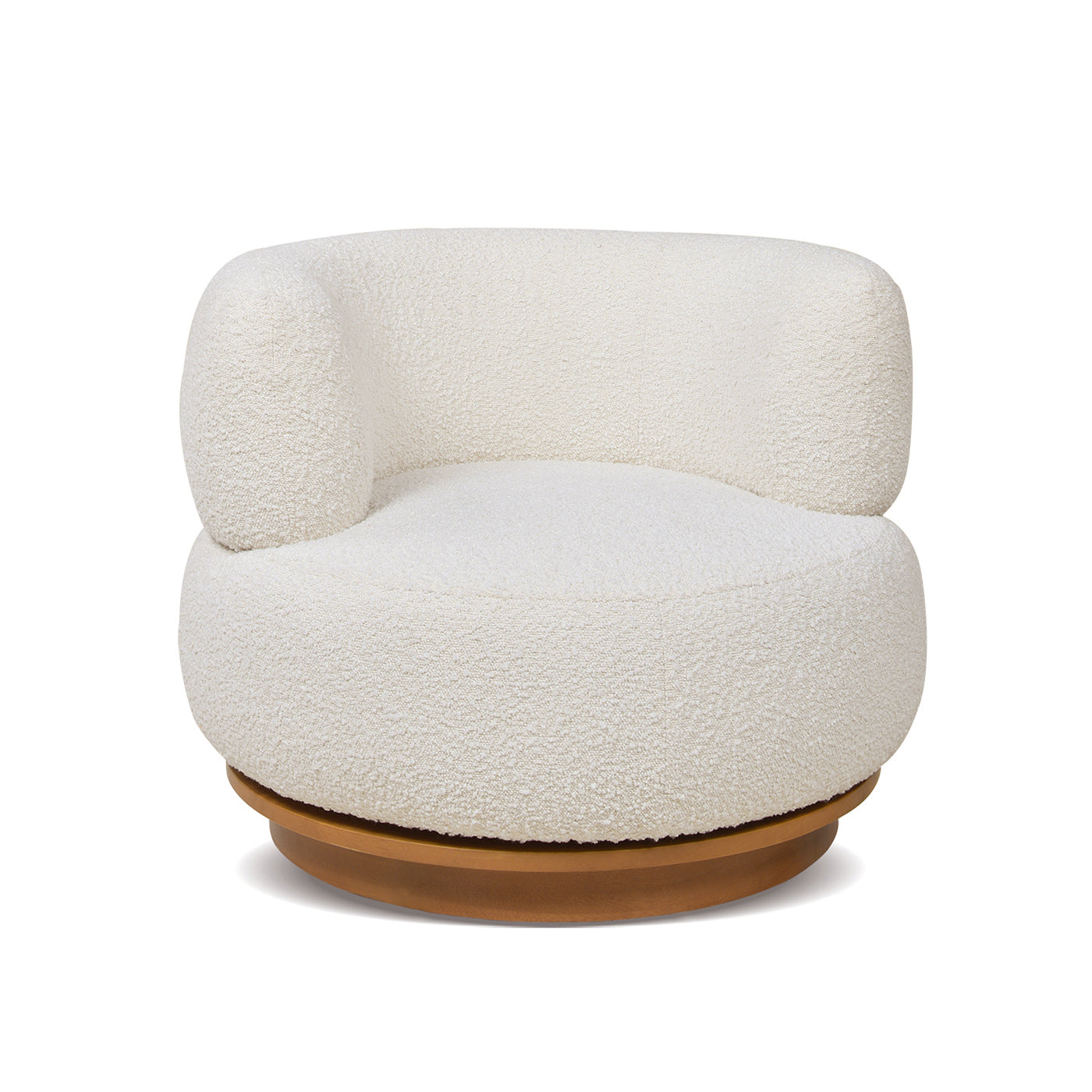 360 Swivel Low Barrel Back Accent Chair, Ivory White Boucle