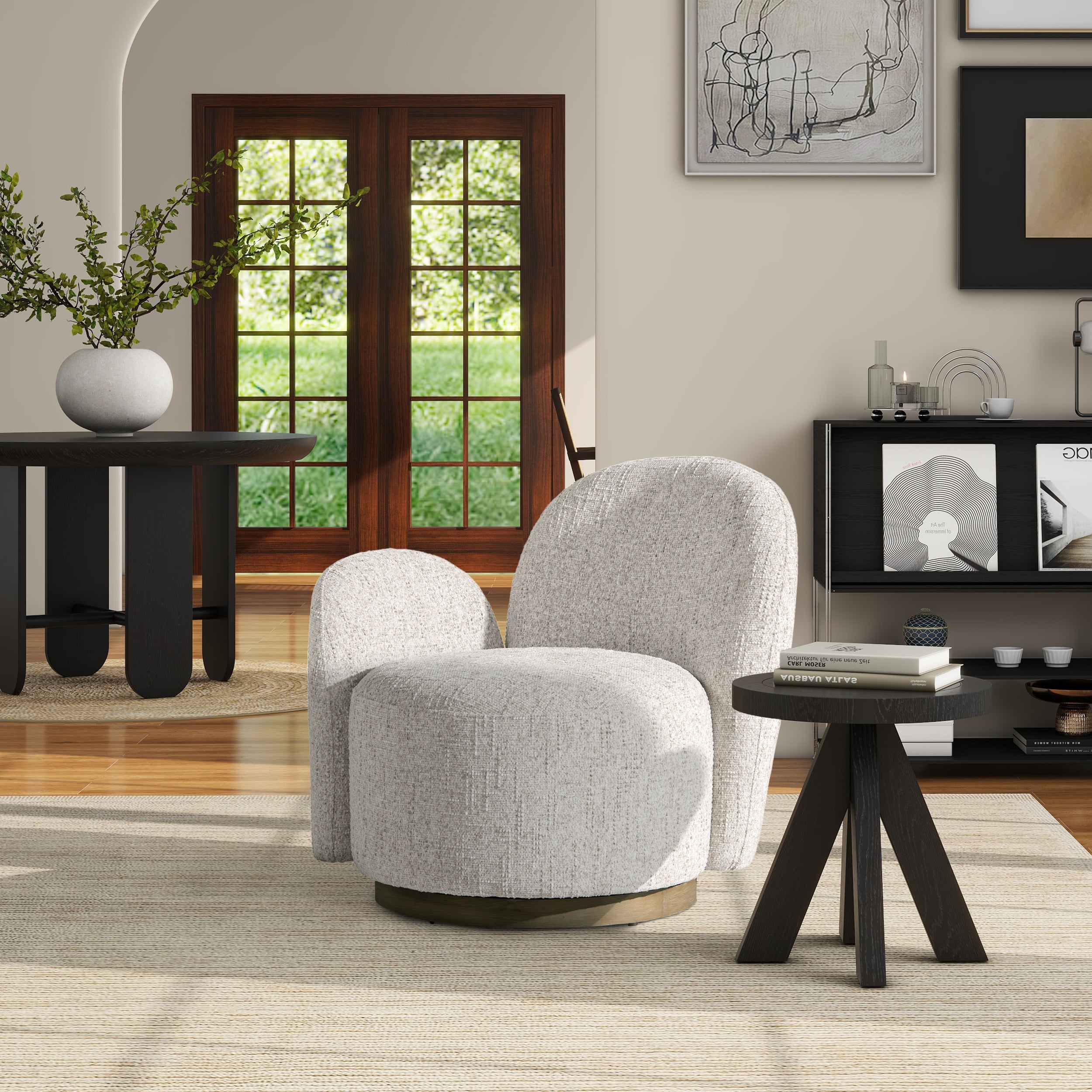 RAF One-Arm Swivel Accent Chair