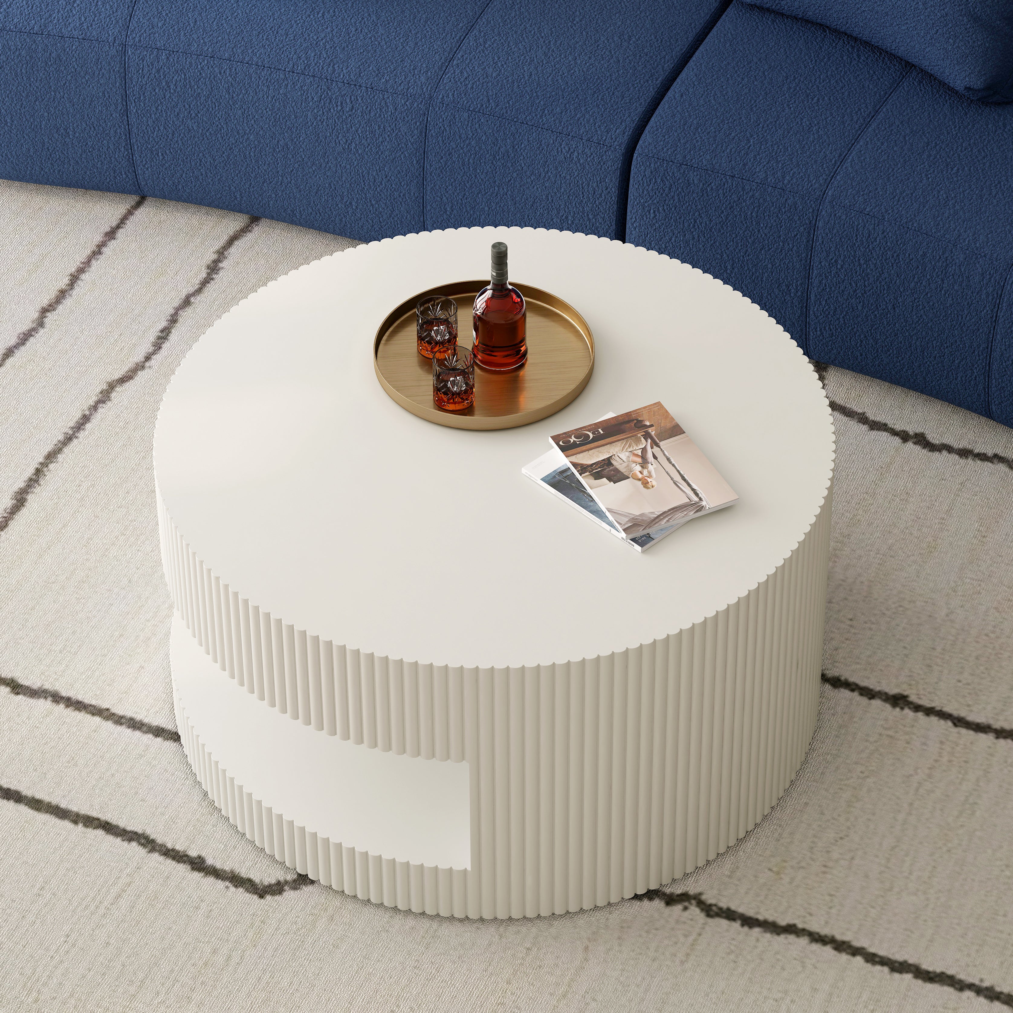Living Room Coffee Table - 31.5'', Round with Storage