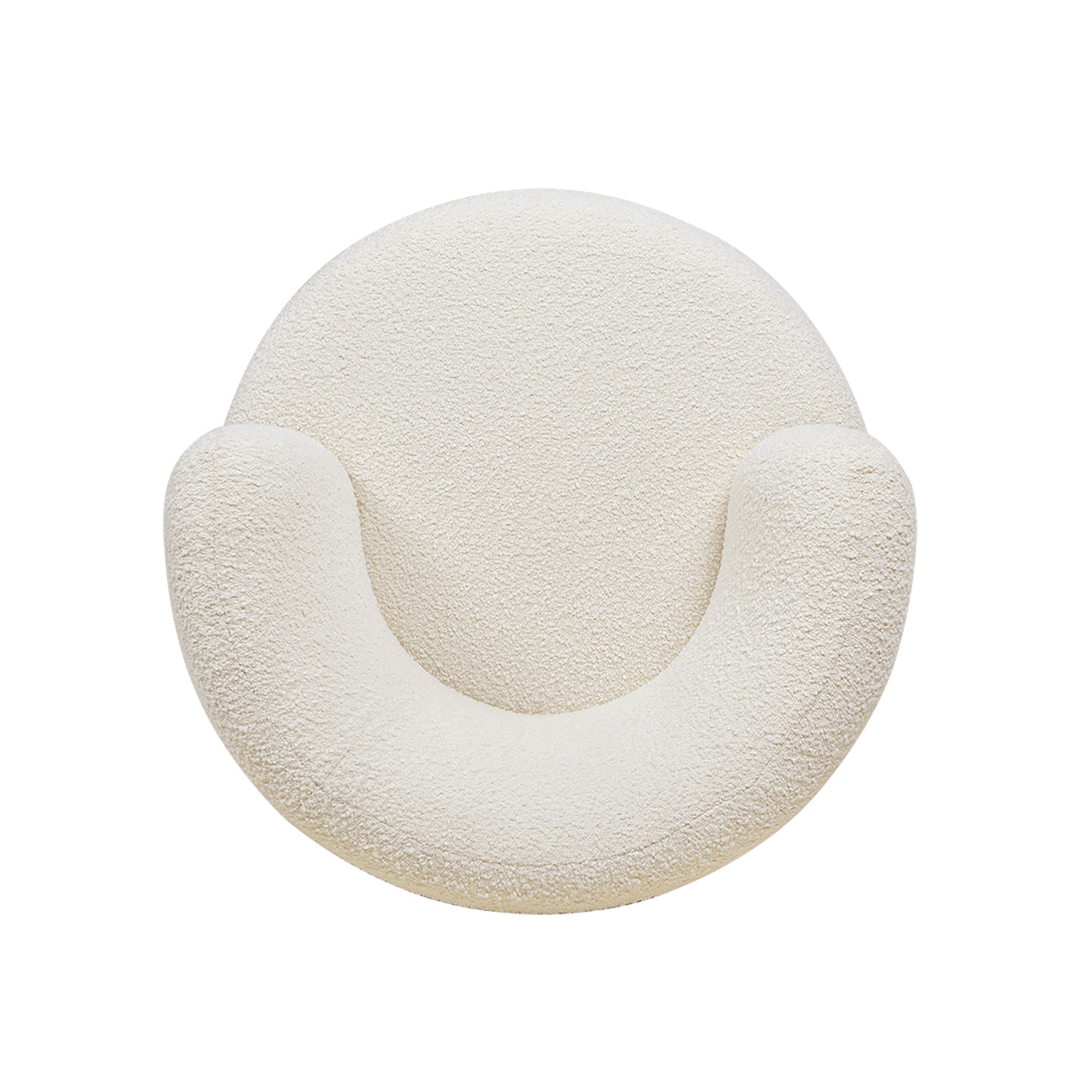 360 Swivel Low Barrel Back Accent Chair, Ivory White Boucle
