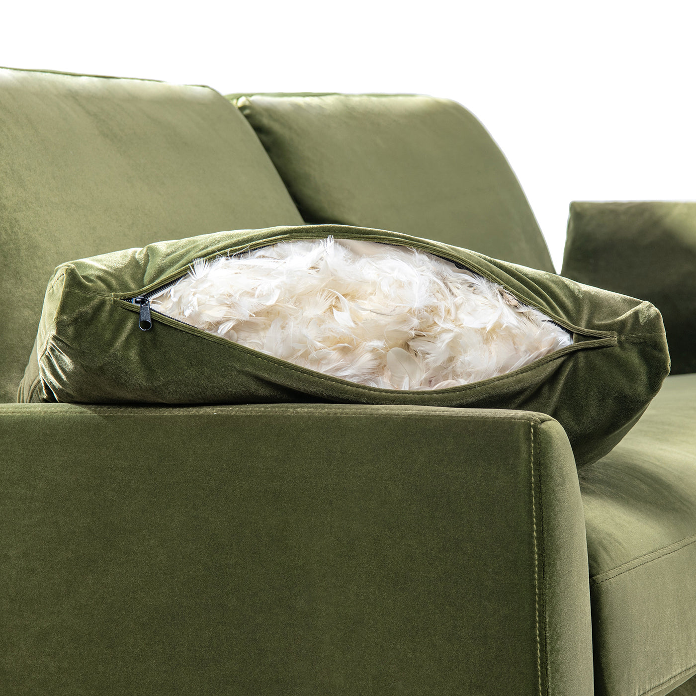 Olive Green Performance Velvet Sofa Chaise Lounge Chair and  Accent Arm Chair
