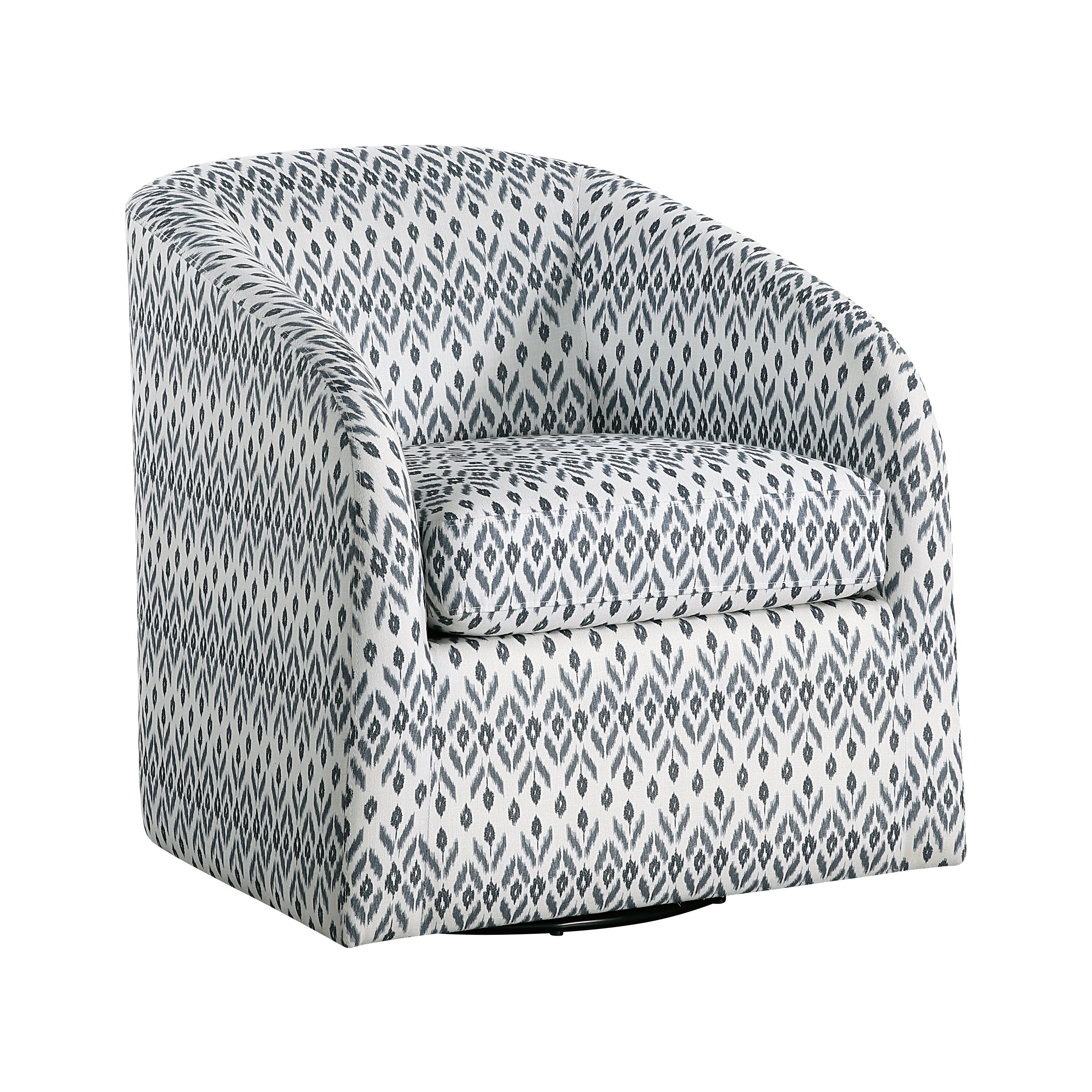 Cushion Seat Fully Upholstered Solid Wood Frame Metal Base Swivel Chair