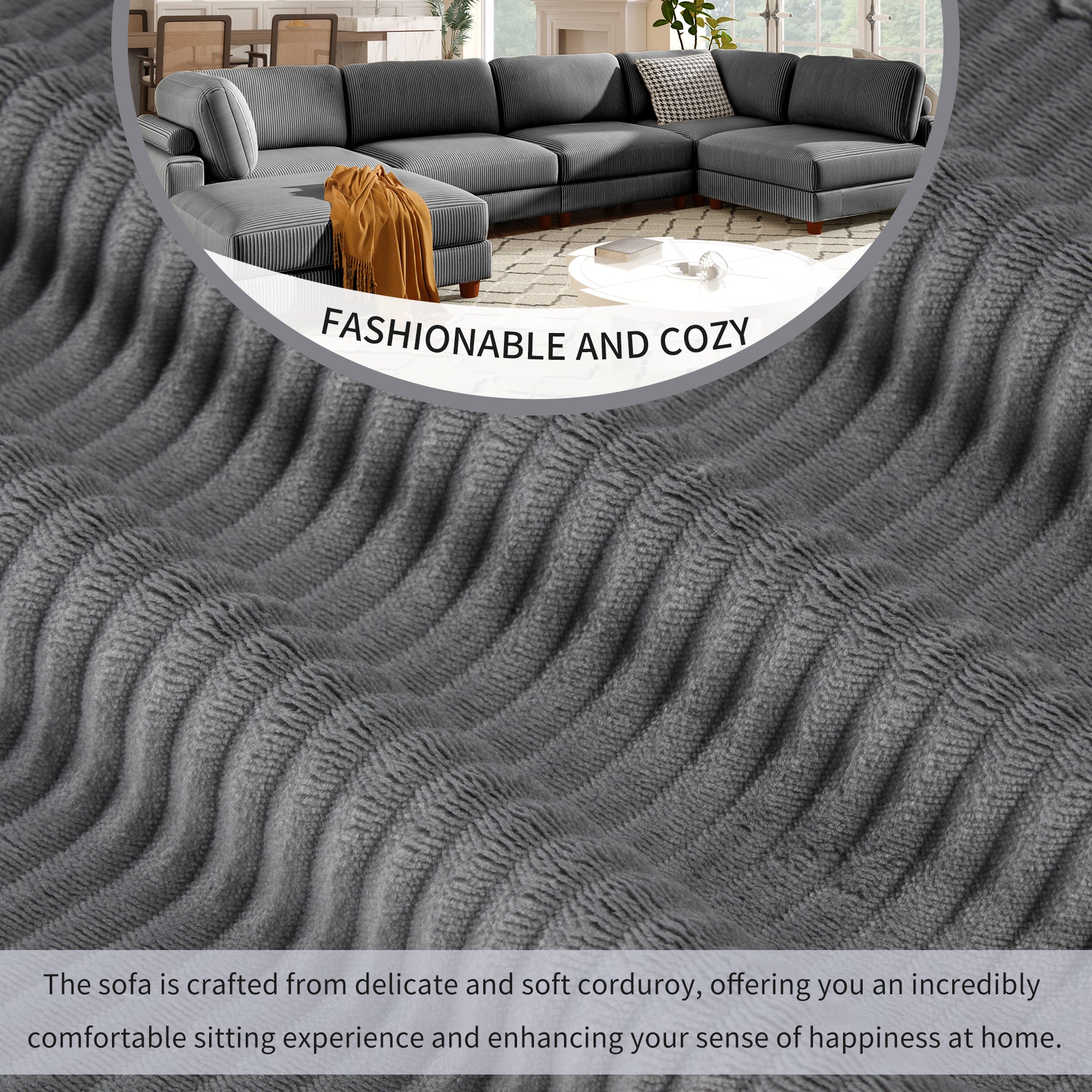 163''Modular Sectional Sofa,with Ottoman
