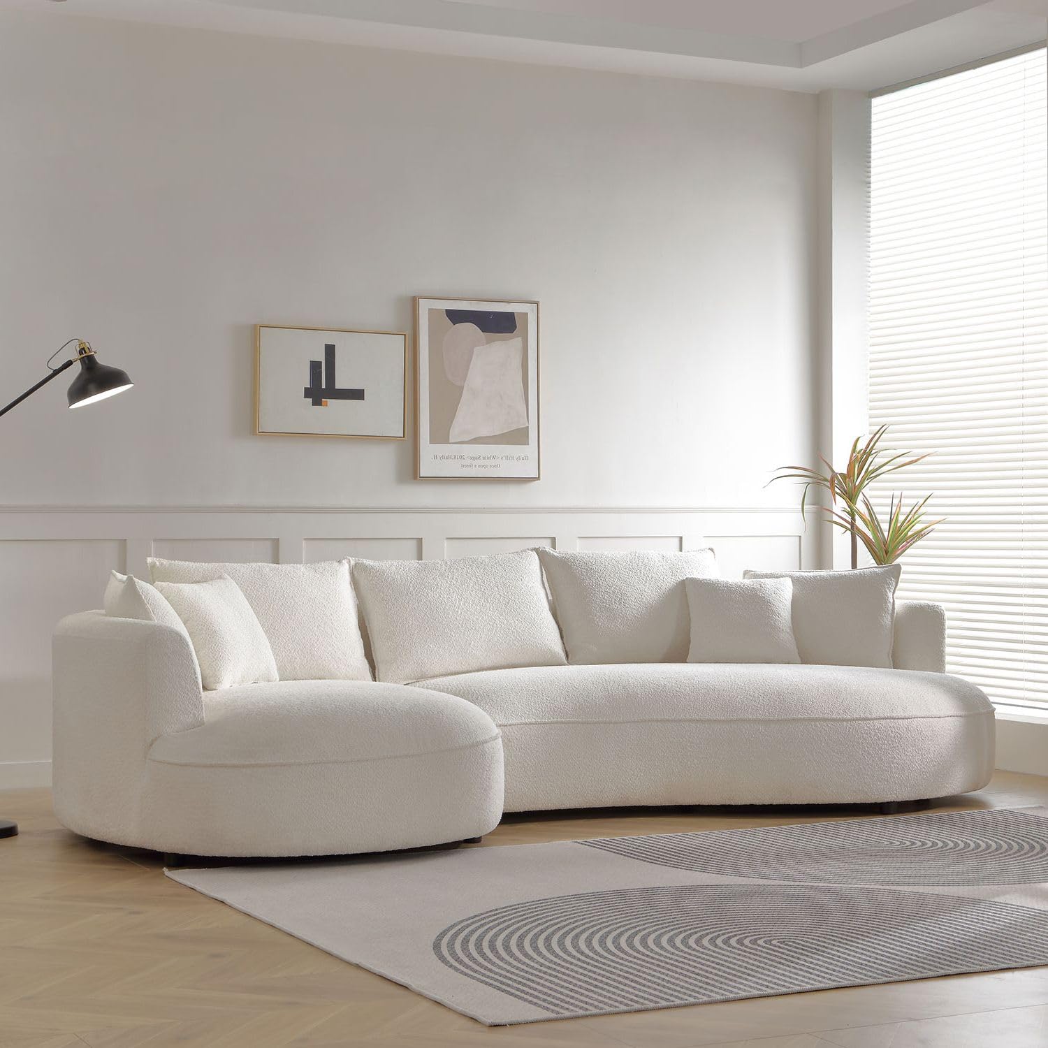 Modern Curved Couch Living Room Modular Sectional Sofa Set 4 Seat