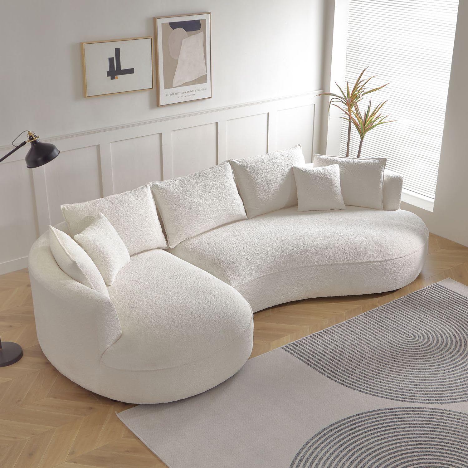 Modern Curved Couch Living Room Modular Sectional Sofa Set 4 Seat