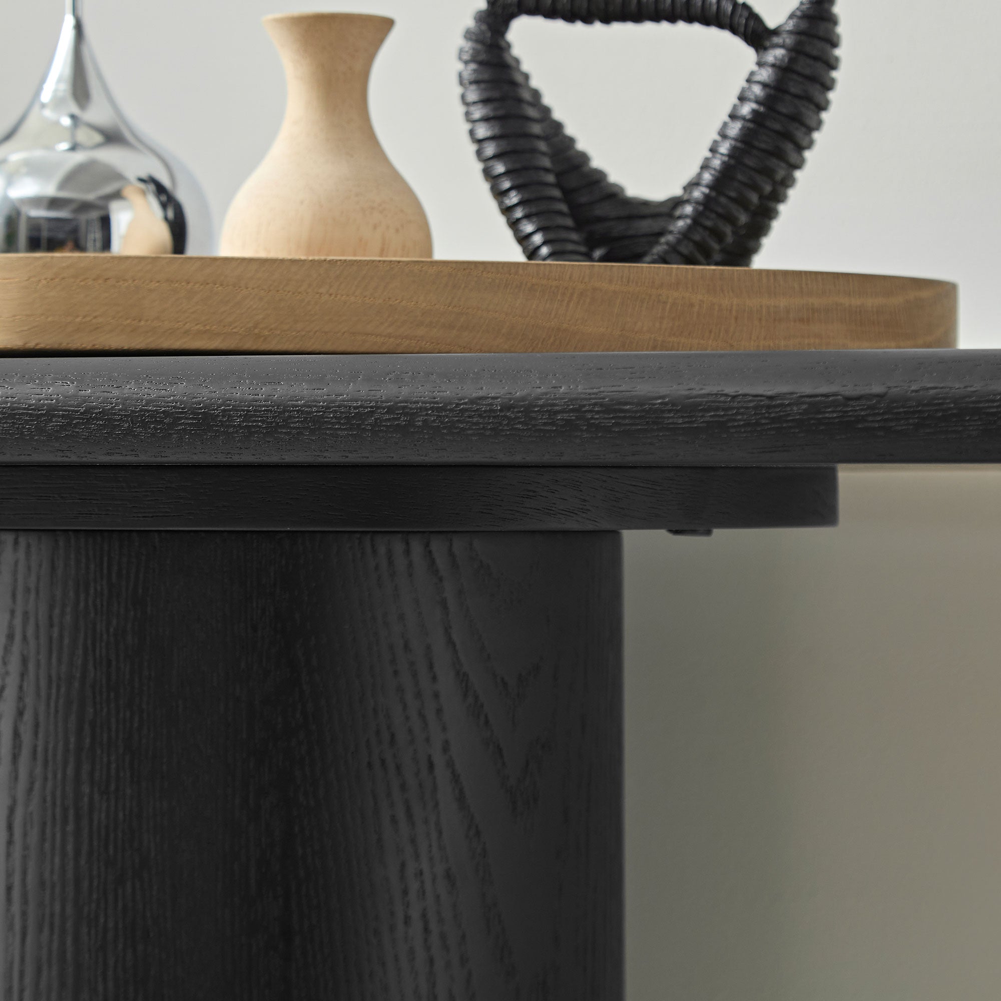 Modern Console Table for Entryway | Unique Cylinder Legs Design – 67" Wood Accent Table, Mid-Century Modern, Natural/Black