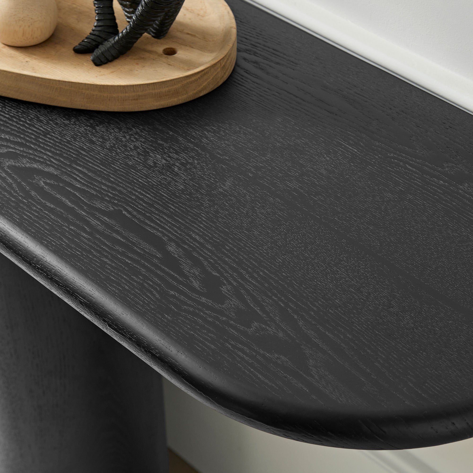 Modern Console Table for Entryway | Unique Cylinder Legs Design – 67" Wood Accent Table, Mid-Century Modern, Natural/Black
