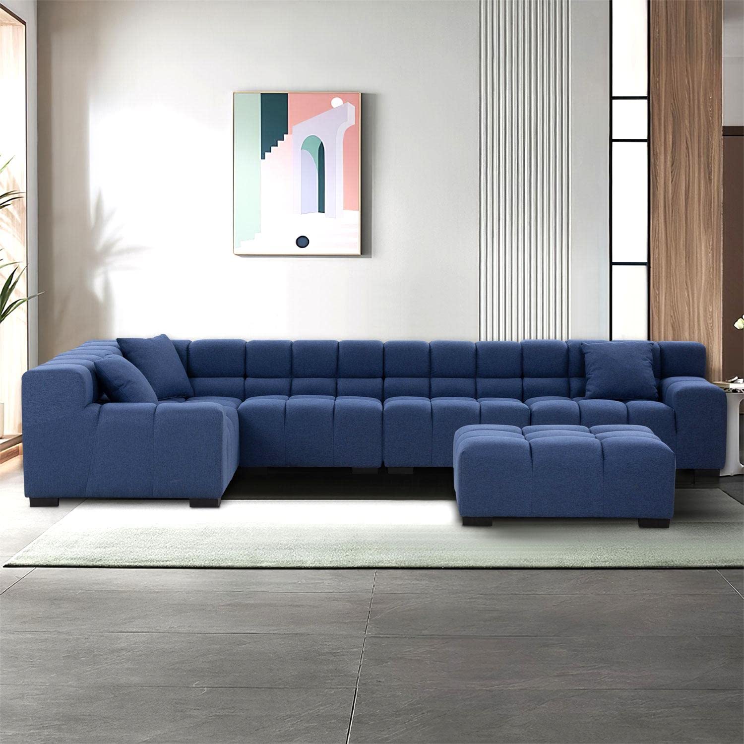 Modular Sectional Sofa 149.6" Sleeper Couch(Blue)