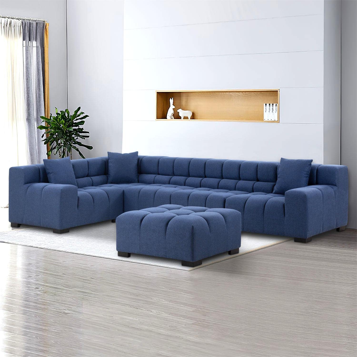 Modular Sectional Sofa 149.6" Sleeper Couch(Blue)