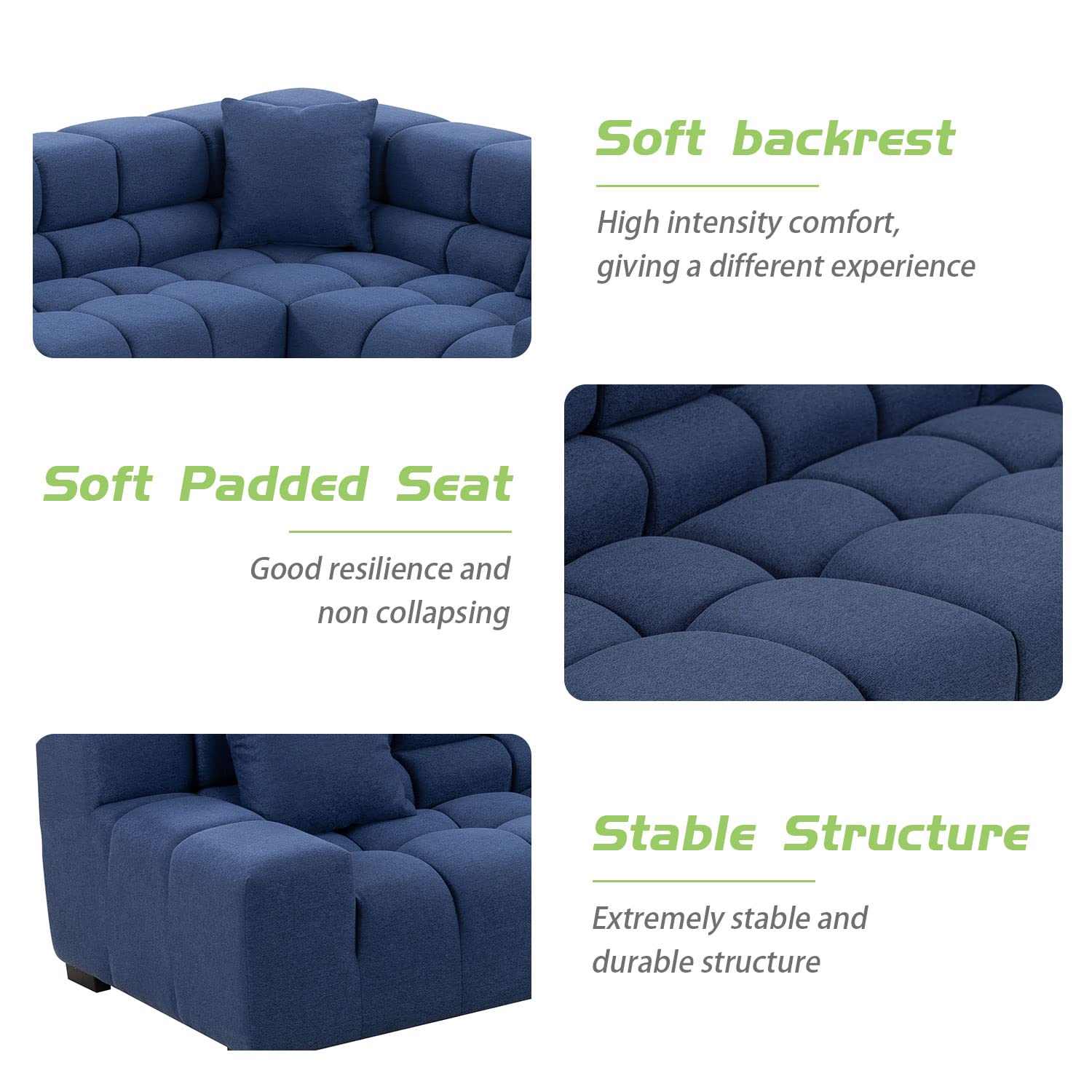 Modular Sectional Sofa 149.6" Sleeper Couch(Blue)