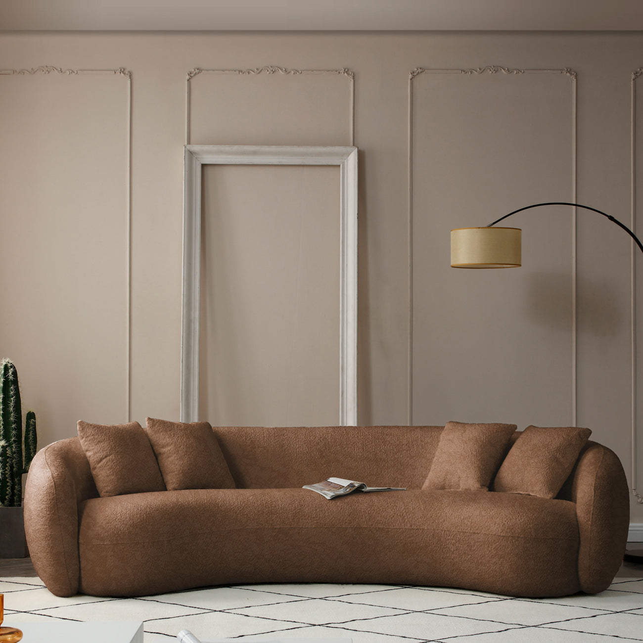 102‘’ Curved Boucle Sofa 4-Seat
