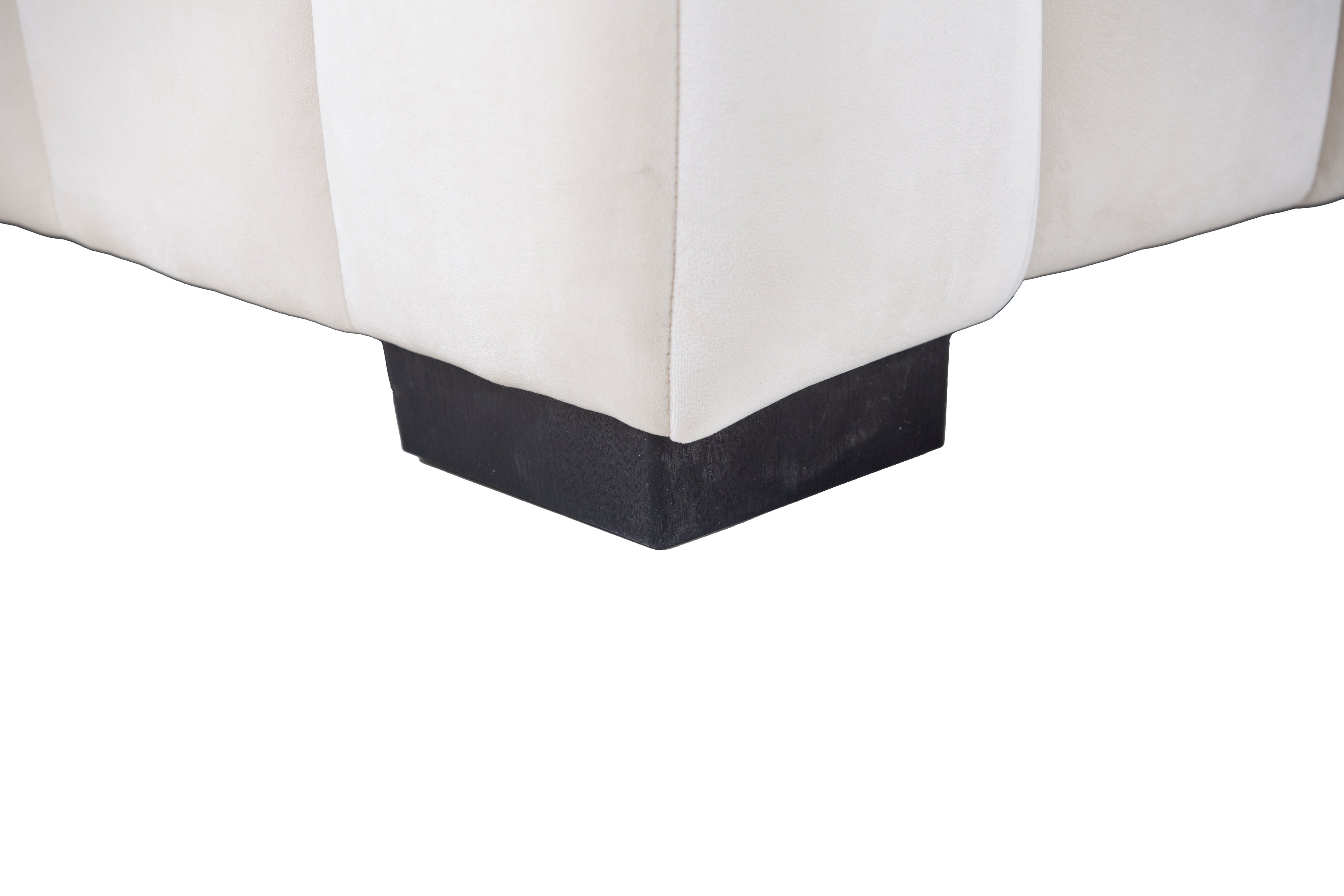 L-Shape Sectional Sofa with Deep Tufted Velvet Upholstered Modular Sofa beige