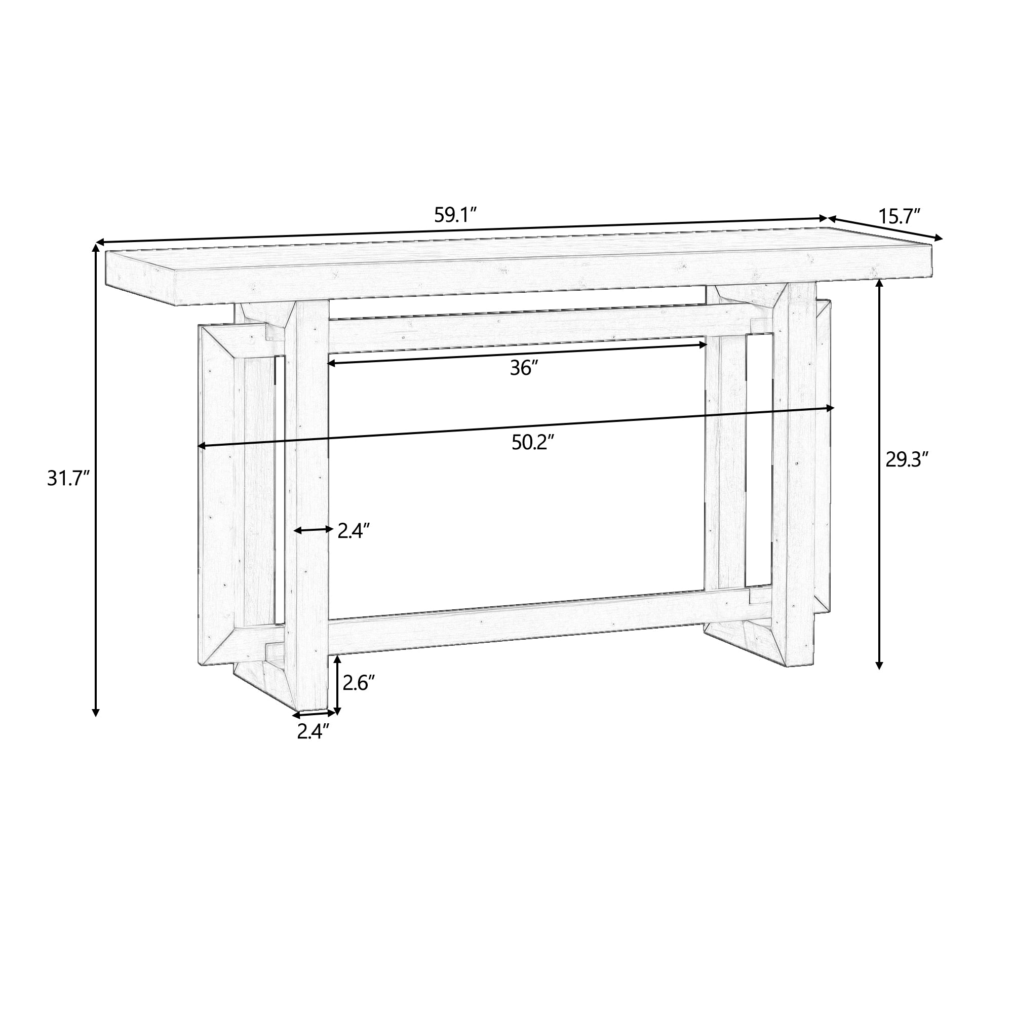 Contemporary Console Table with Wood Top