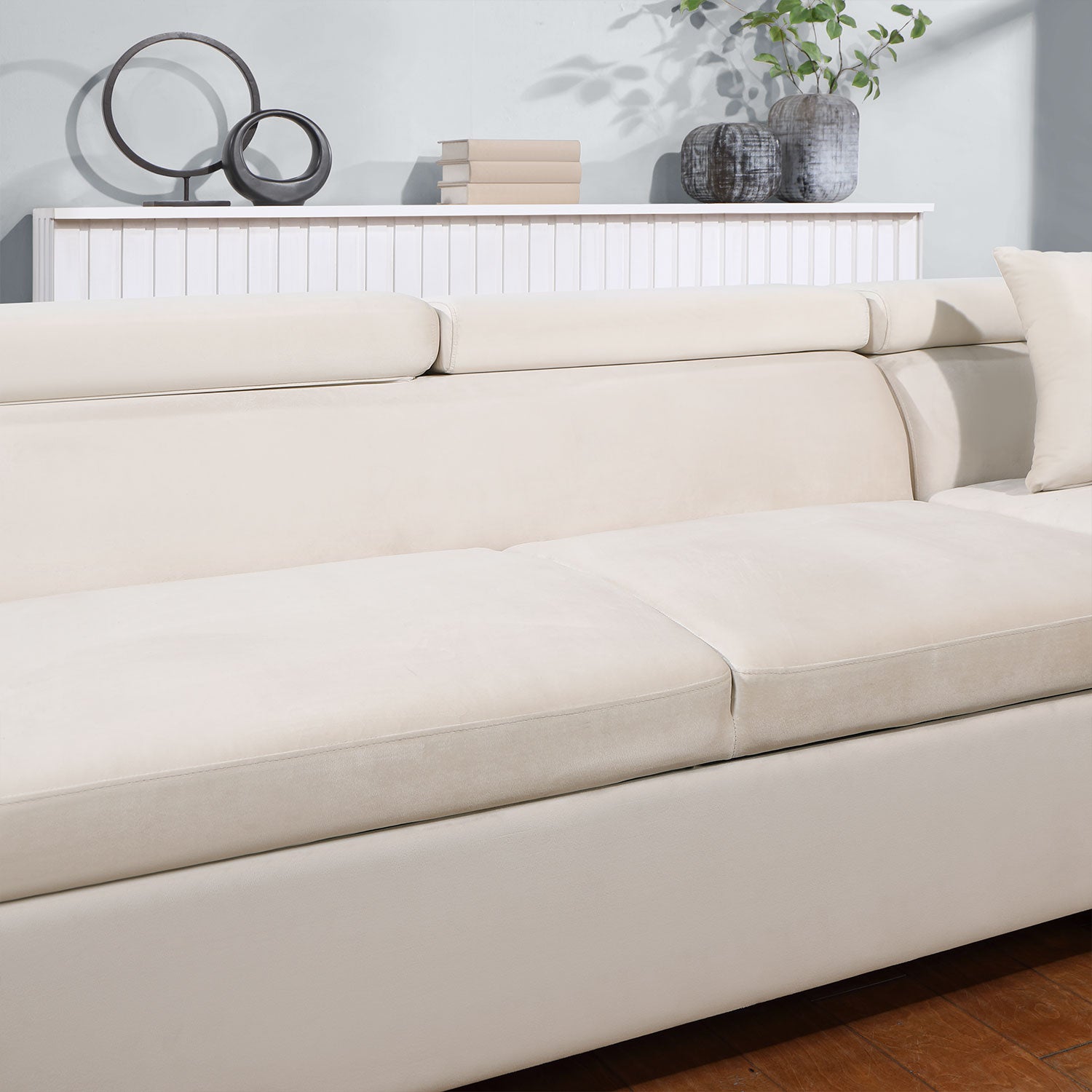 L Shape Sofa, Sleeper Sofa 2 in 1 Pull Out Couch Bed, Pull-out Bed for Living Room, Metal Legs