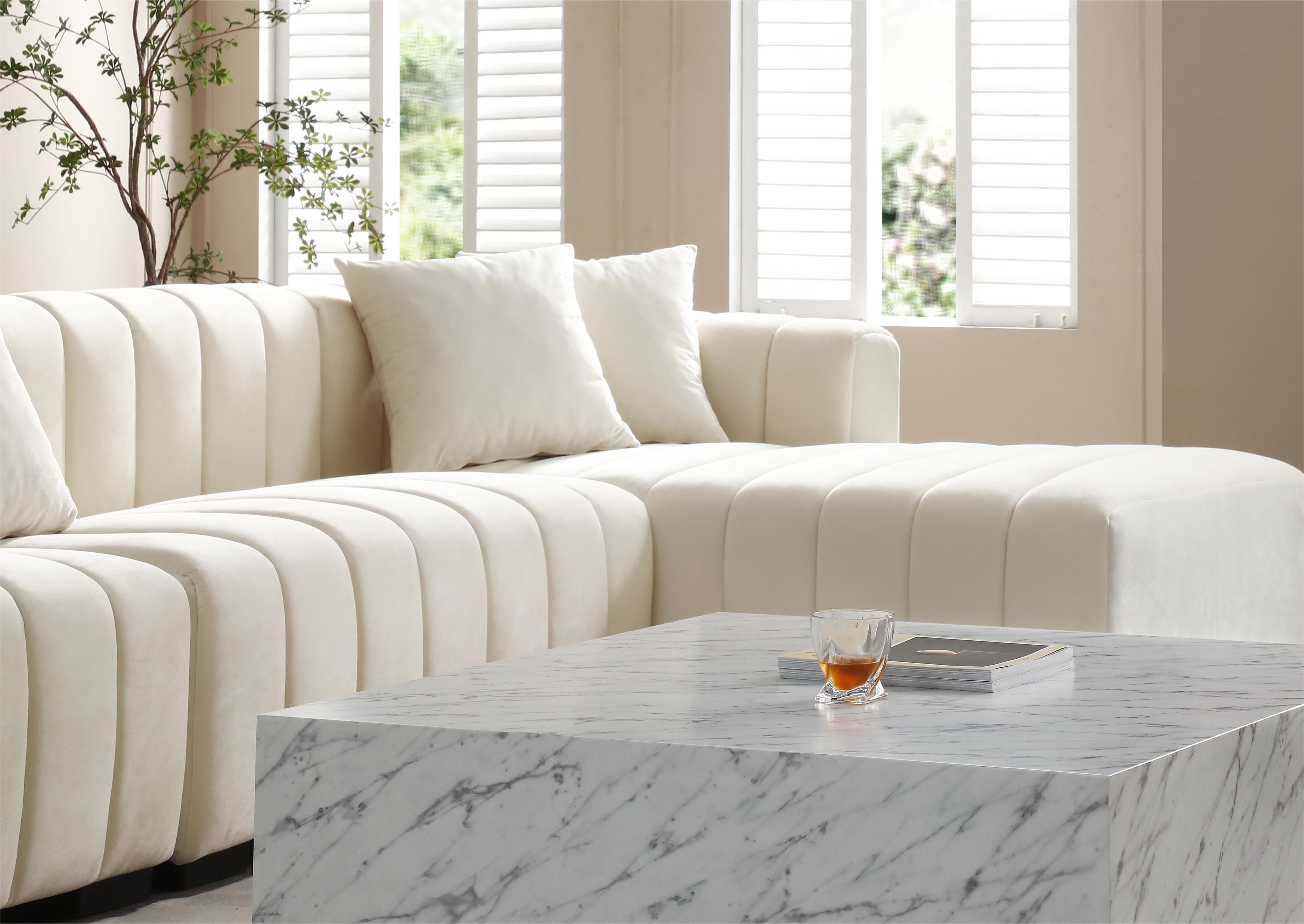 L-Shape Sectional Sofa with Deep Tufted Velvet Upholstered Modular Sofa beige