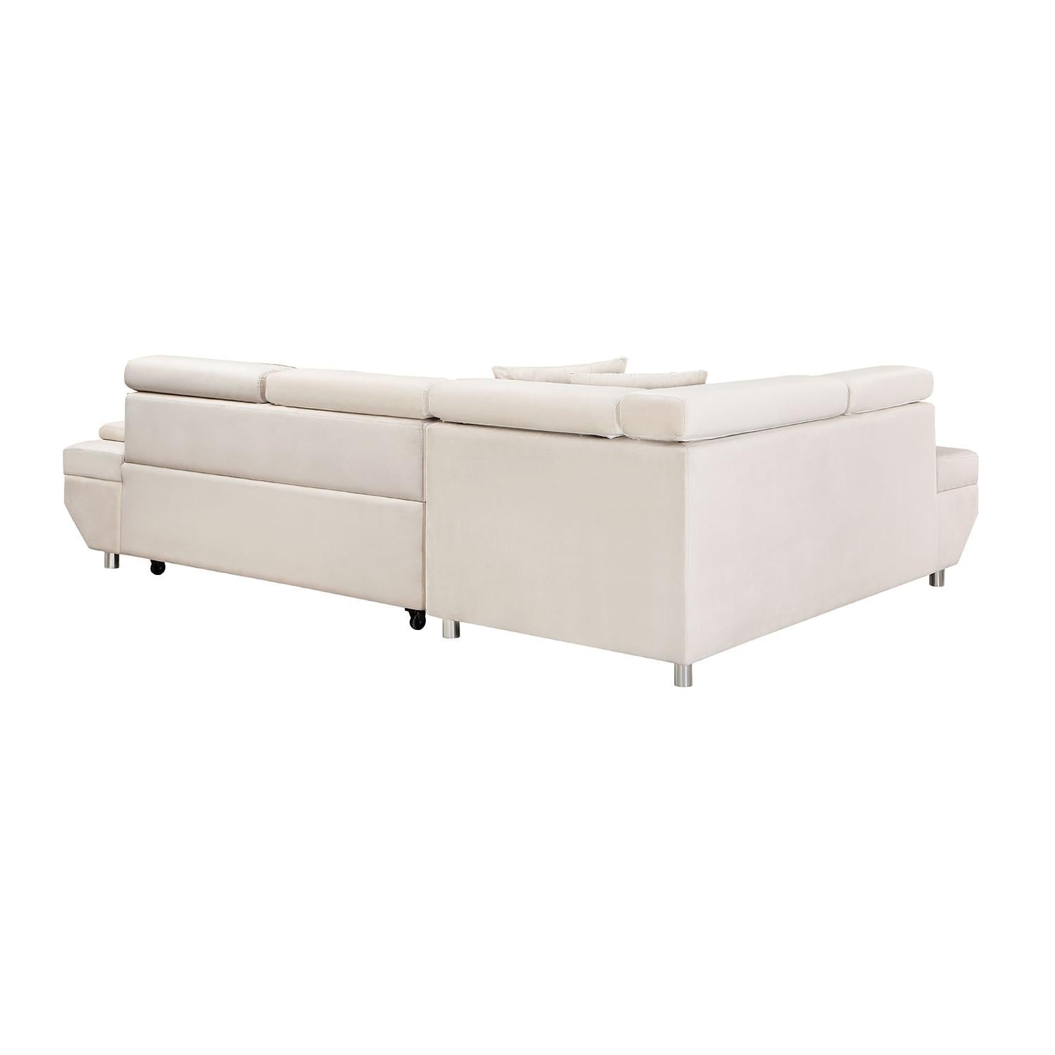 L Shape Sofa, Sleeper Sofa 2 in 1 Pull Out Couch Bed, Pull-out Bed for Living Room, Metal Legs