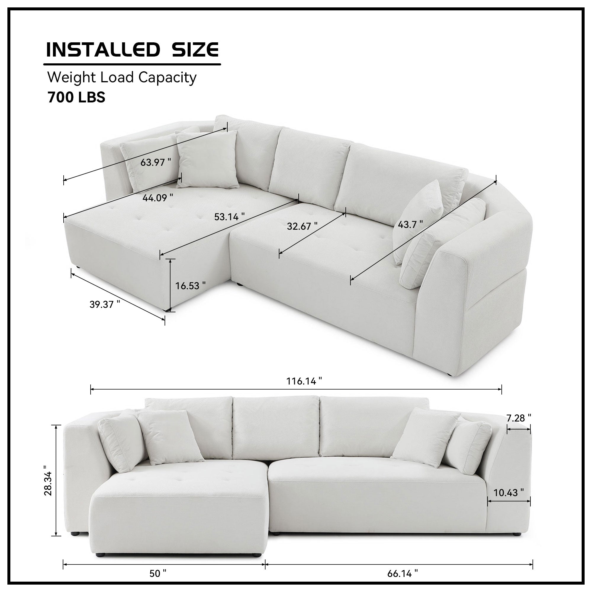 L-shape Sectional Sofa, Beige