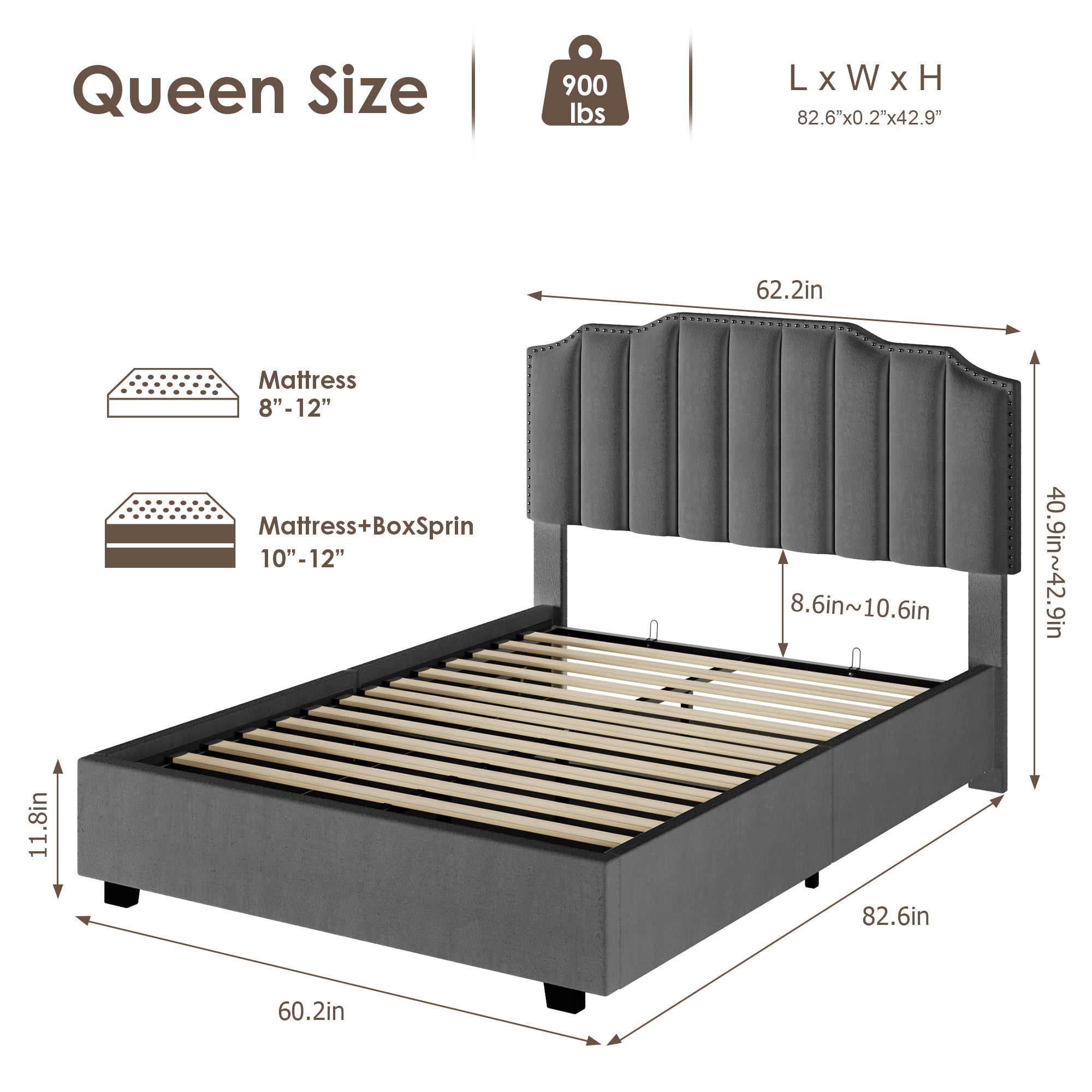 VELVET BEIGE QUEEN SIZE BED