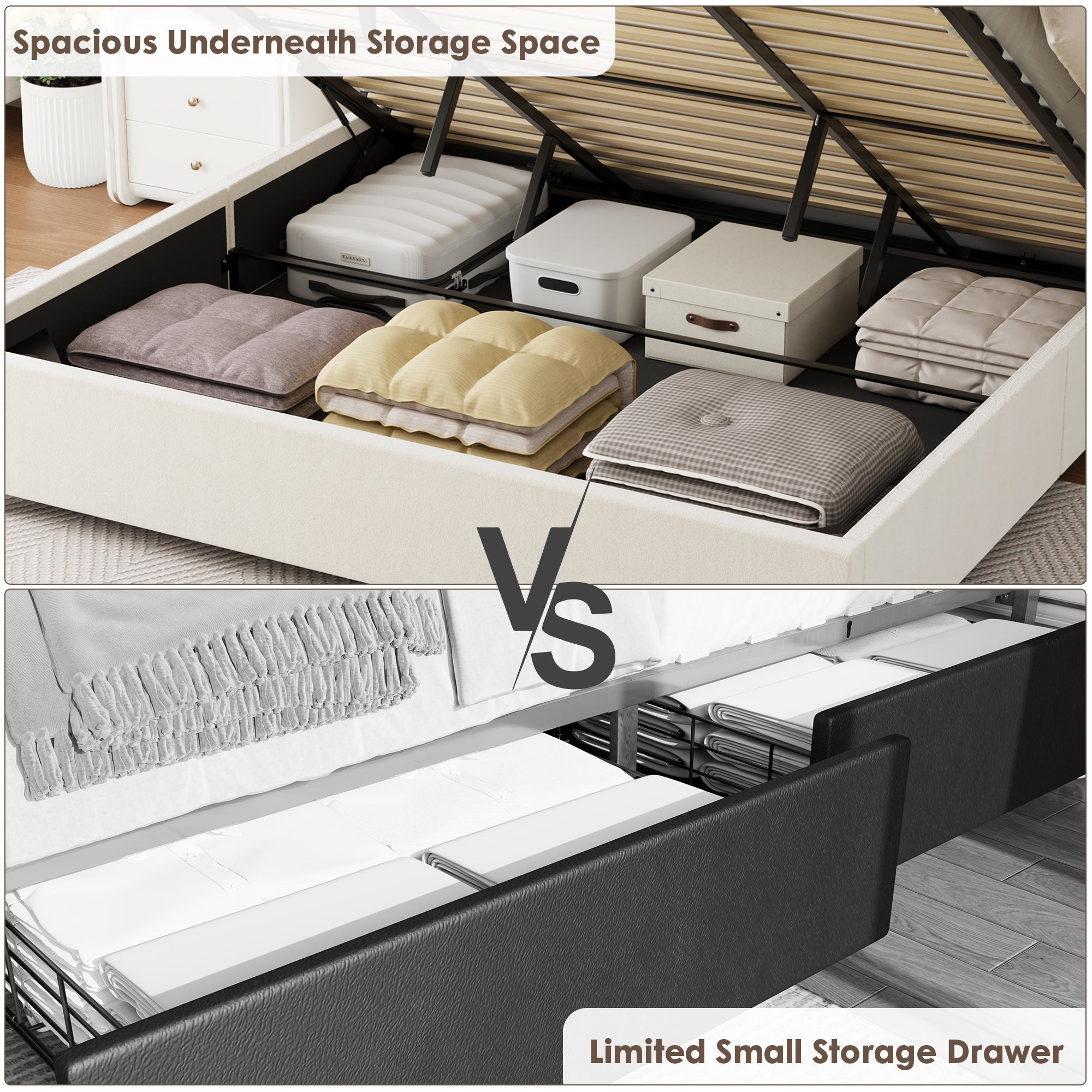 VELVET BEIGE QUEEN SIZE BED