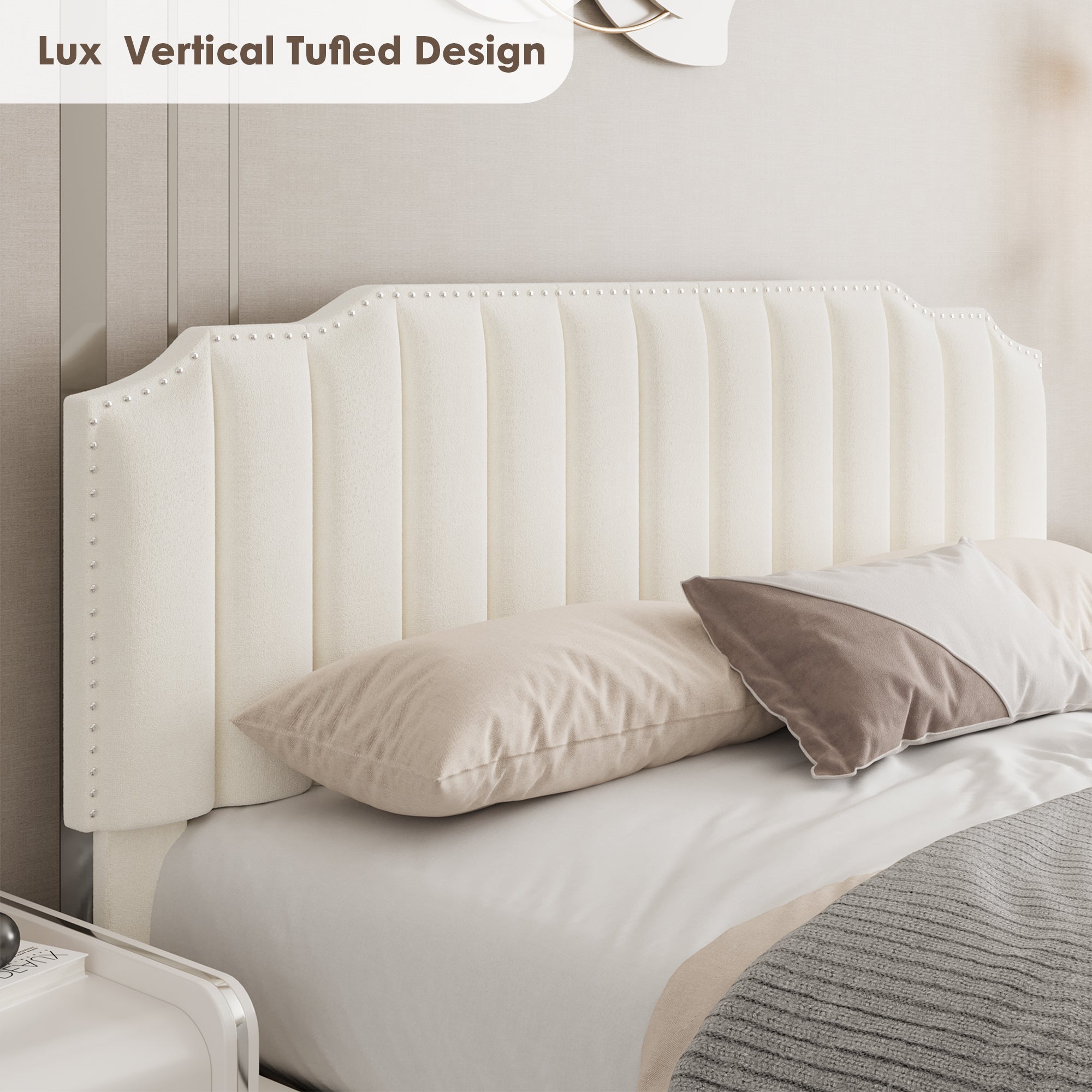 VELVET BEIGE QUEEN SIZE BED