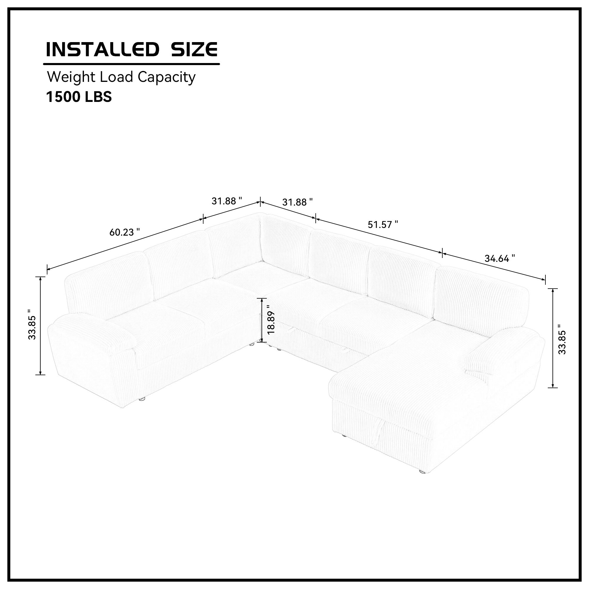 Oversized Modular Storage Sectional Sofa Couch for Living Room